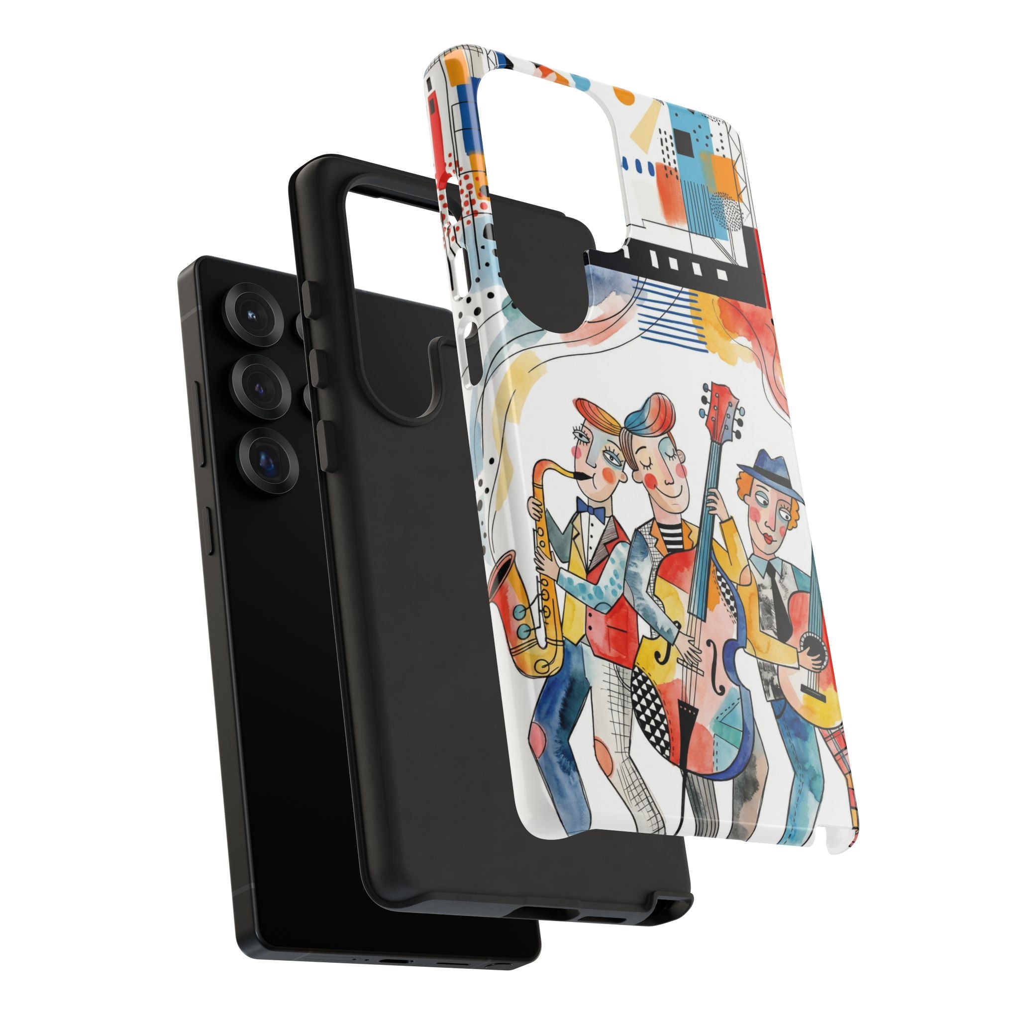 Musical Trio Illustrated Samsung Galaxy Phone Case | Colorful Jazz Band Art Phone Cover
