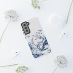 Vintage Blue White Porcelain Samsung Galaxy Phone Case | Chinoiserie Floral Tough Cover