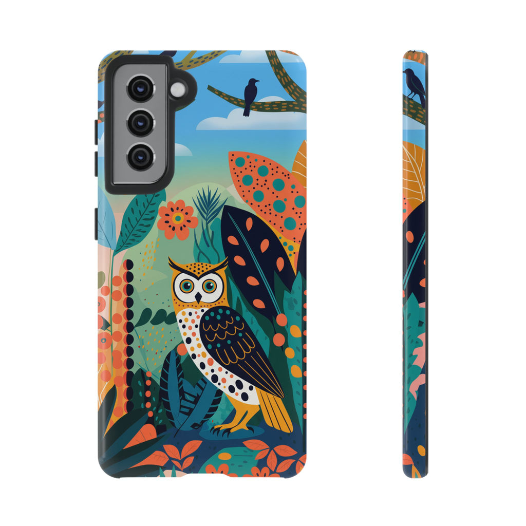 Botanical Forest Colourful Owl Samsung Galaxy Phone Case