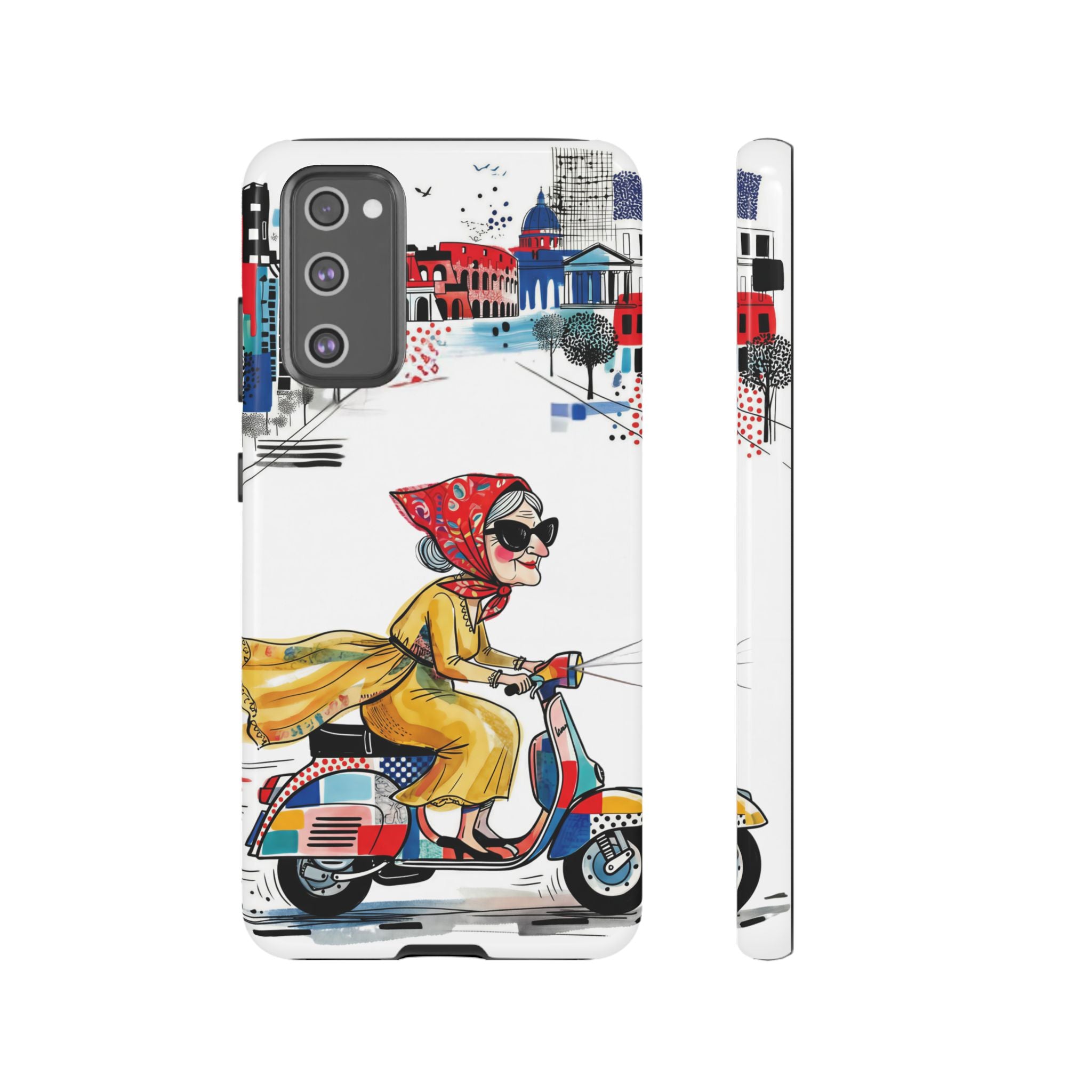 Vintage Vespa Granny Samsung Galaxy Phone Case | Retro Scooter Travel iPhone Cover