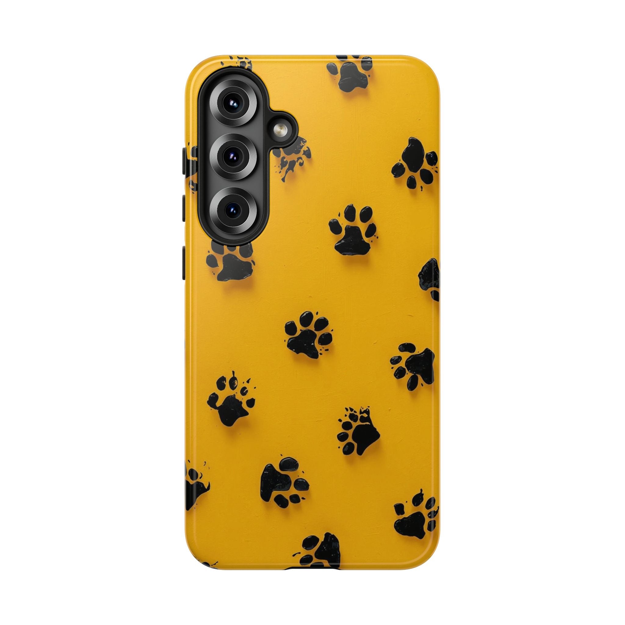 Yellow Paw Print Tough Samsung Galaxy Case — Protective Dog & Cat Lover Cover