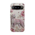 Cover Protettiva Botanica Vintage Rosa per Google Pixel con Leopardo Floreale e Luna