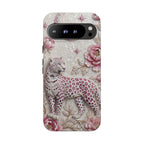 Cover Protettiva Botanica Vintage Rosa per Google Pixel con Leopardo Floreale e Luna