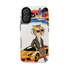 Stylish Tiger with Sports Car Illustration MagSafe iPhone Case