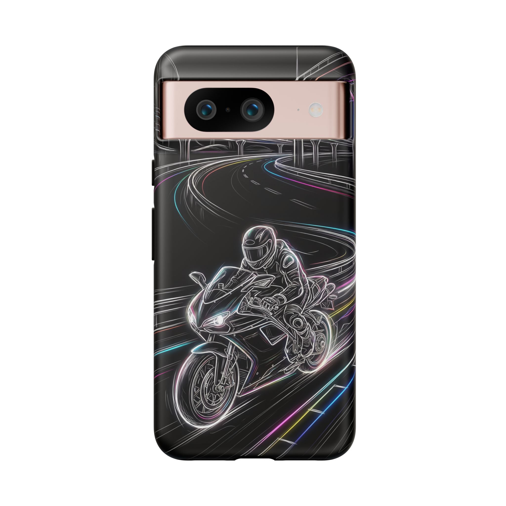 Neon Night Rider Google Pixel Phone Case | Motorcycle Racing Protective Cover