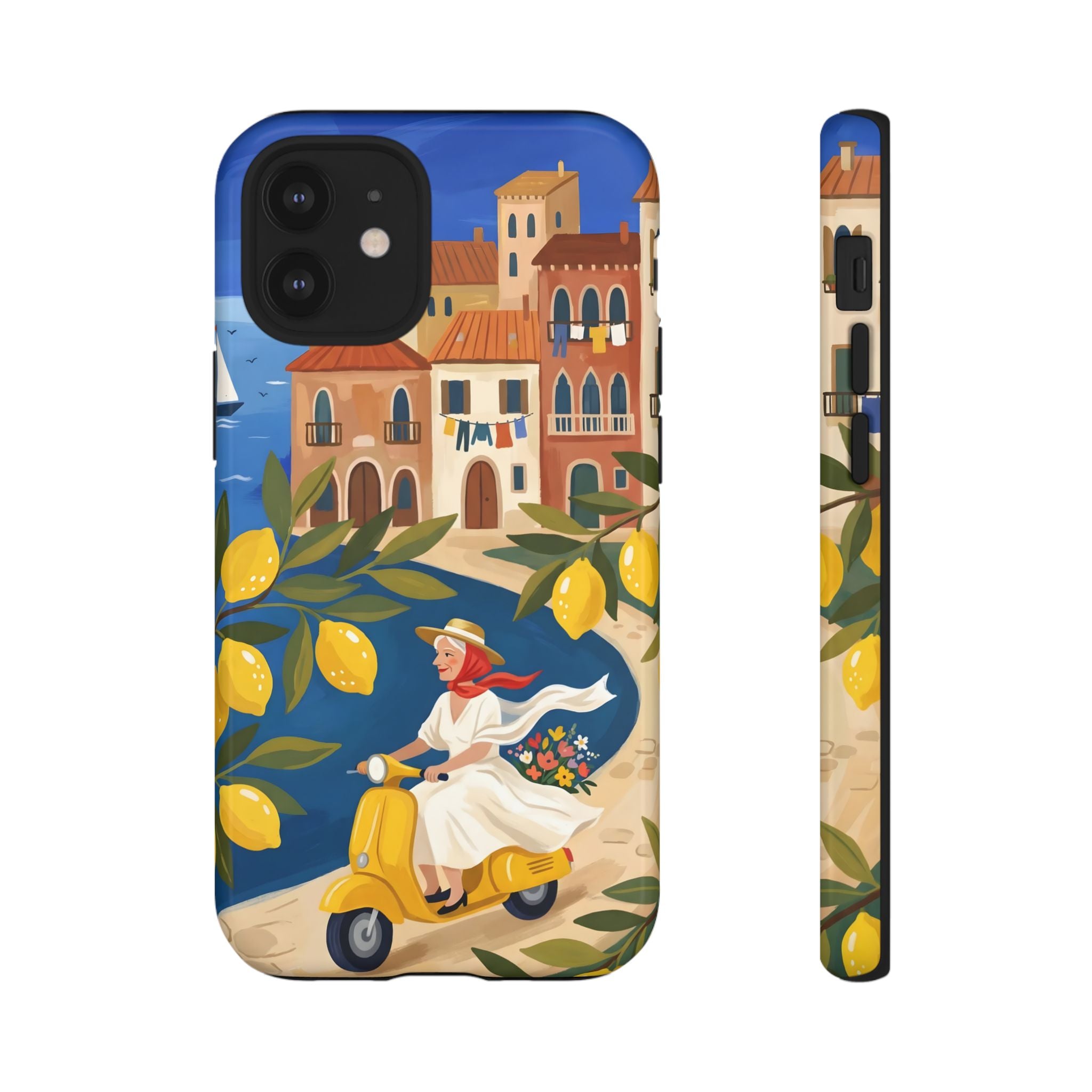 Lemon Coast Scooter iPhone Case | Mediterranean Vespa Travel Design