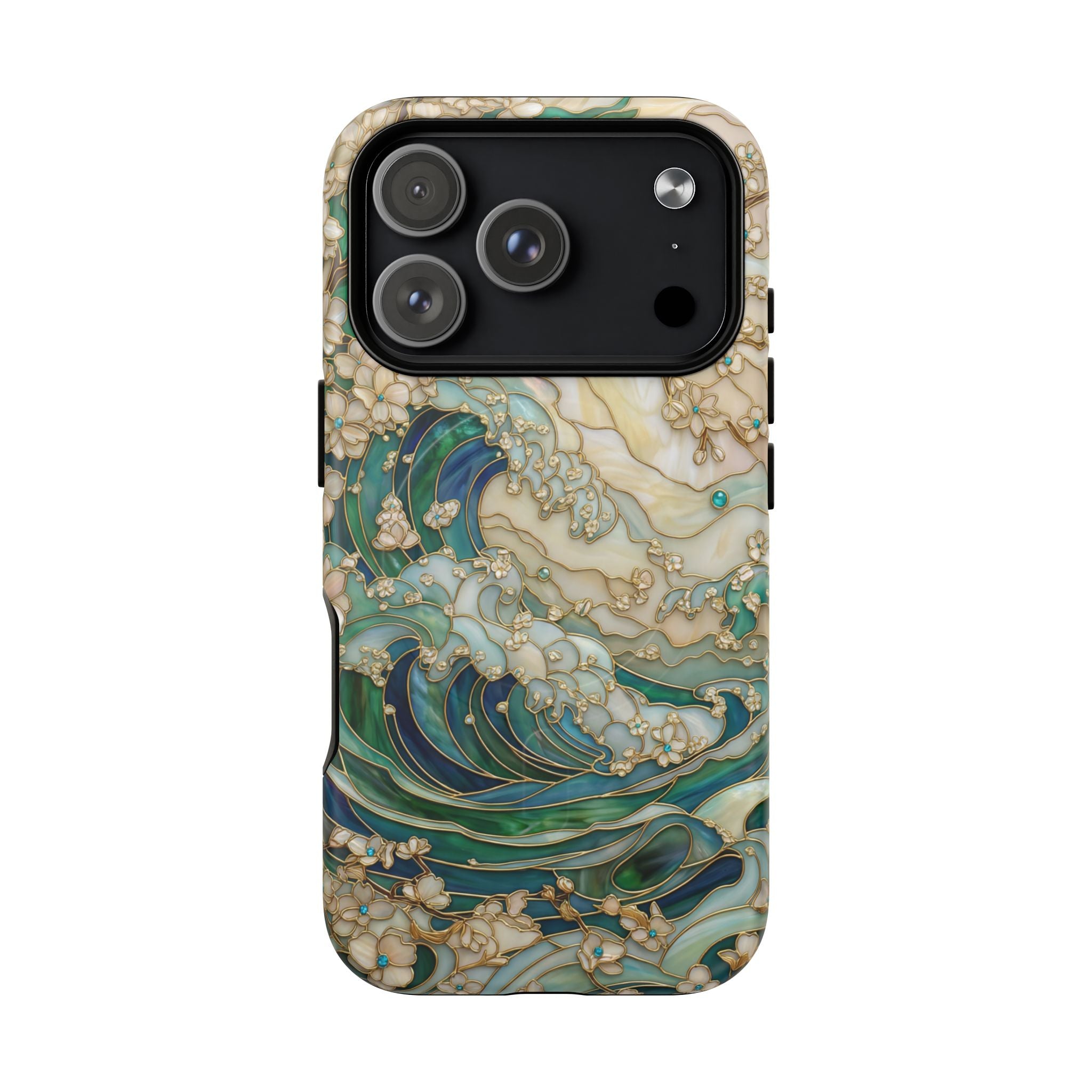 Custodia MagSafe per iPhone Ocean Wave — Custodia resistente con design artistico color acquamarina