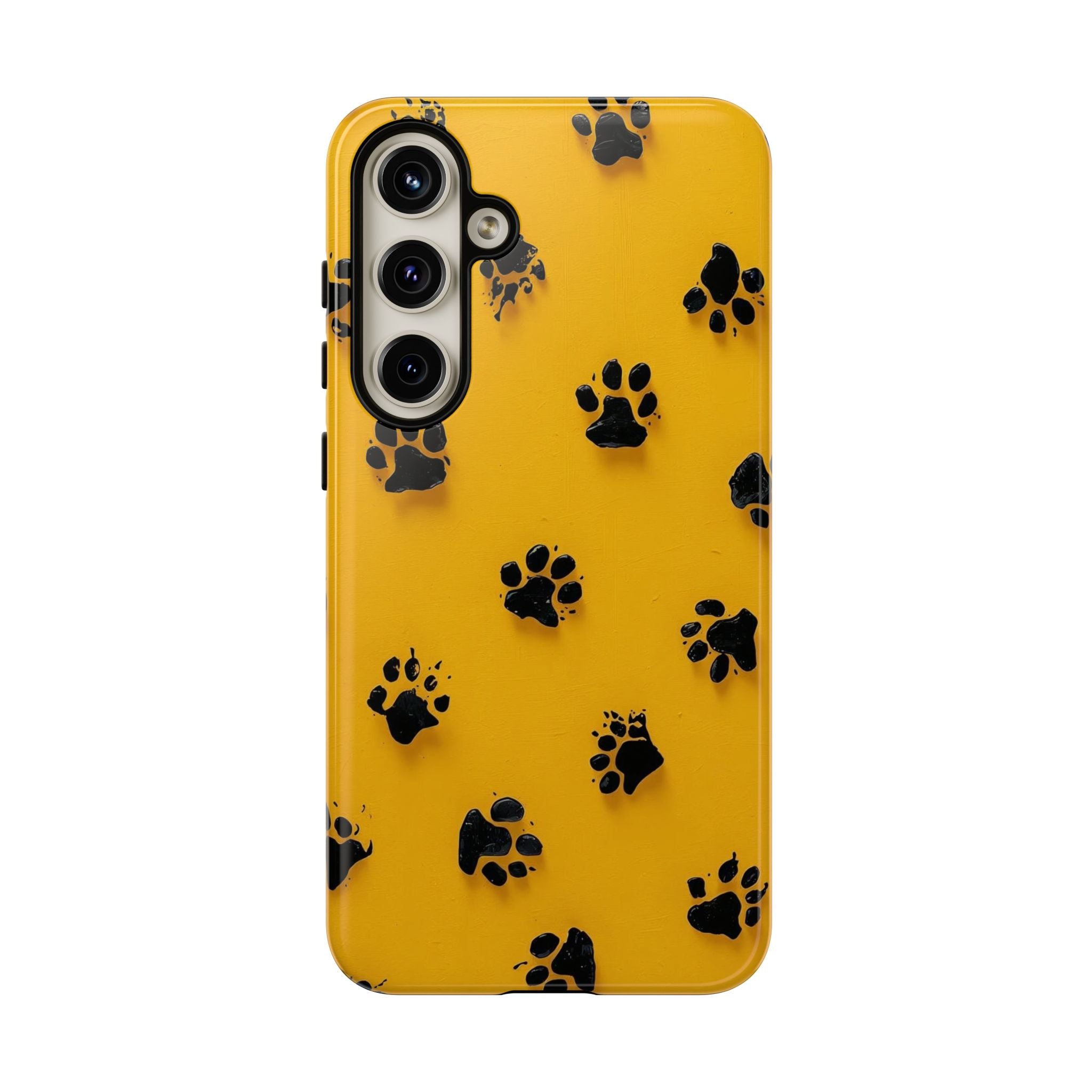 Yellow Paw Print Tough Samsung Galaxy Case — Protective Dog & Cat Lover Cover