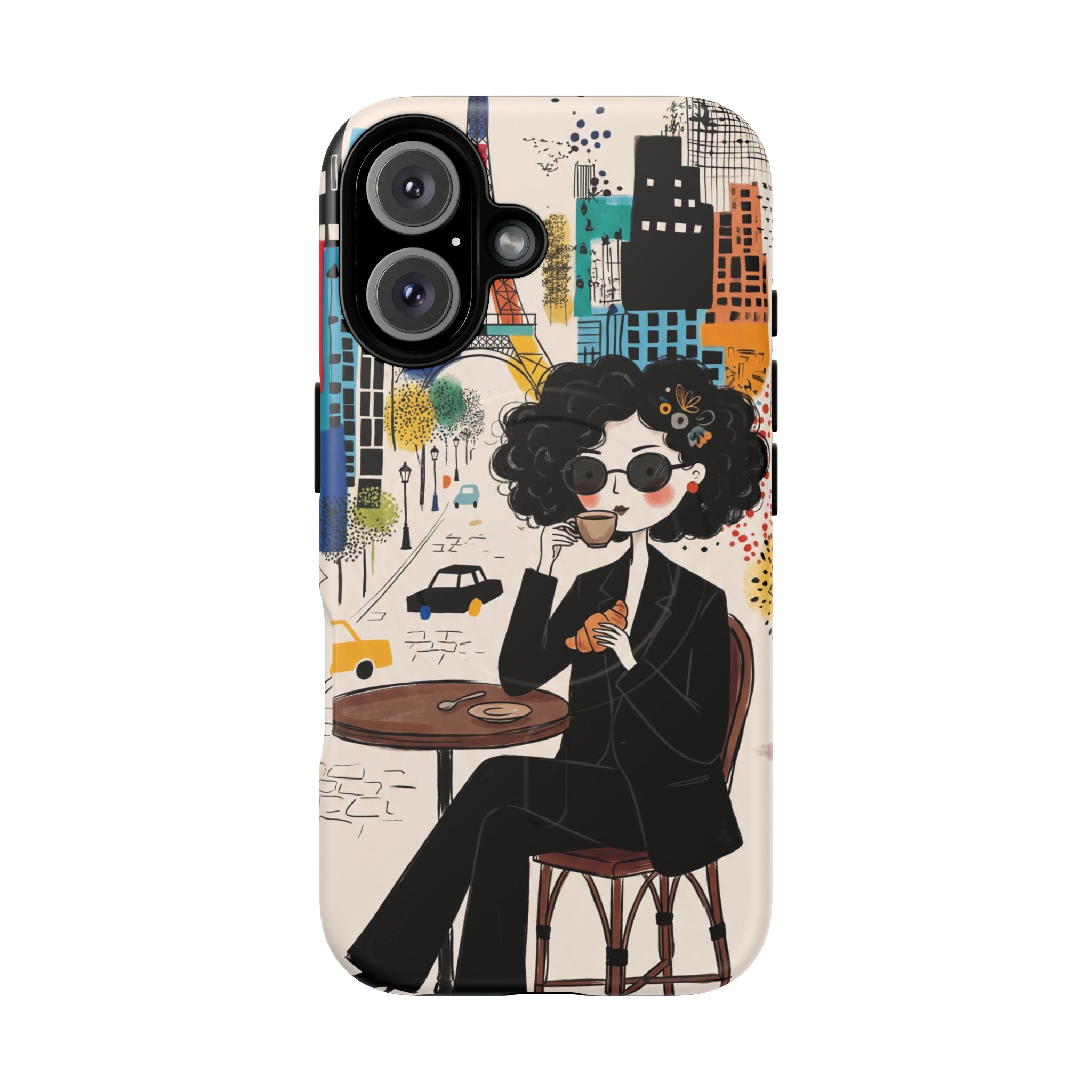 Paris Cafe Chic MagSafe iPhone Case | Stylish Woman Illustration iPhone Cover