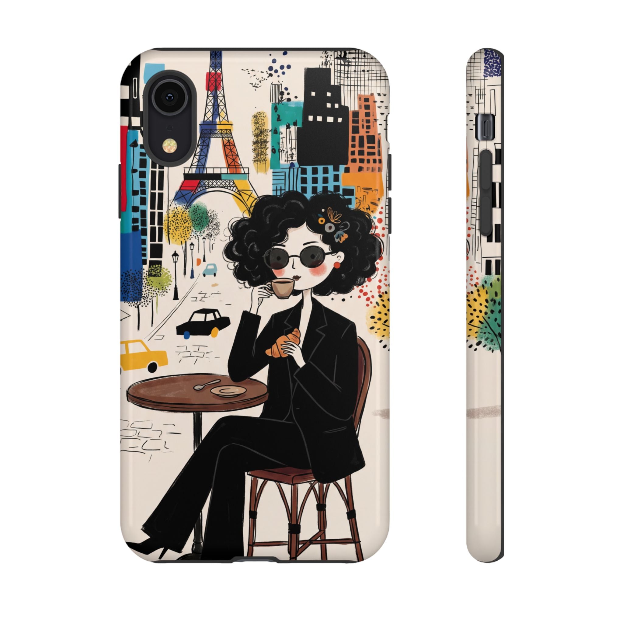 Paris Cafe Chic iPhone Case | Stylish Woman Illustration iPhone Cover