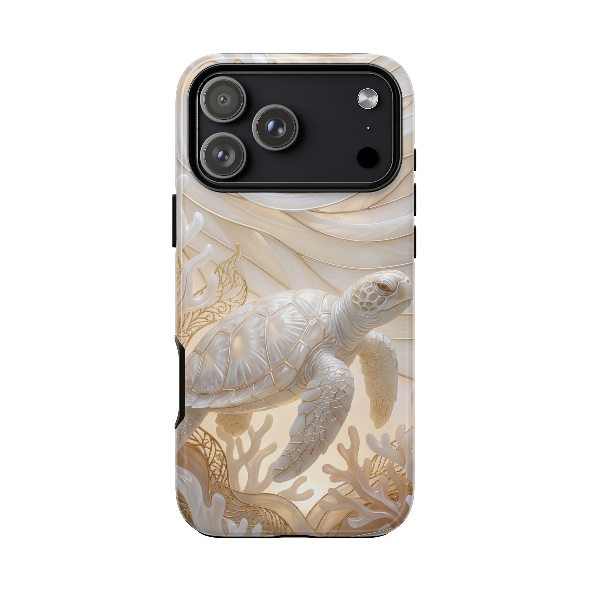 Sea Turtle Tough iPhone Case — Elegant Nautical Coral Design