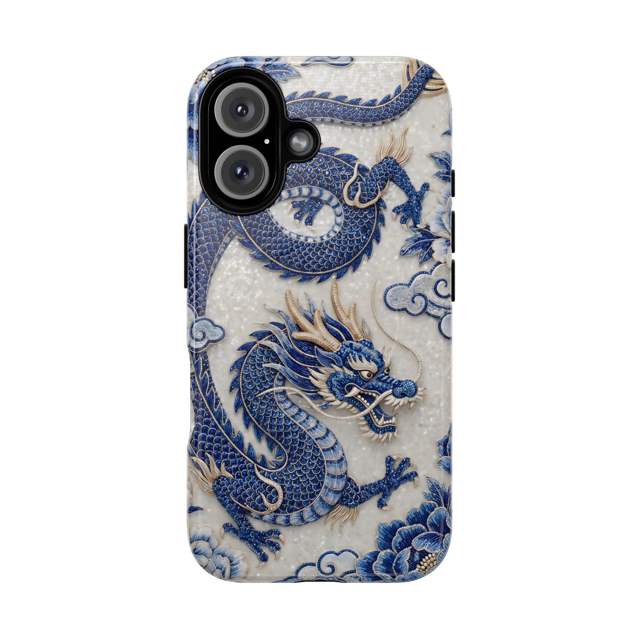 Asian Zodiac Dragon MagSafe iPhone Case V2 | Blue & White Porcelain Luxury Protective Case | Year of the Dragon Gift