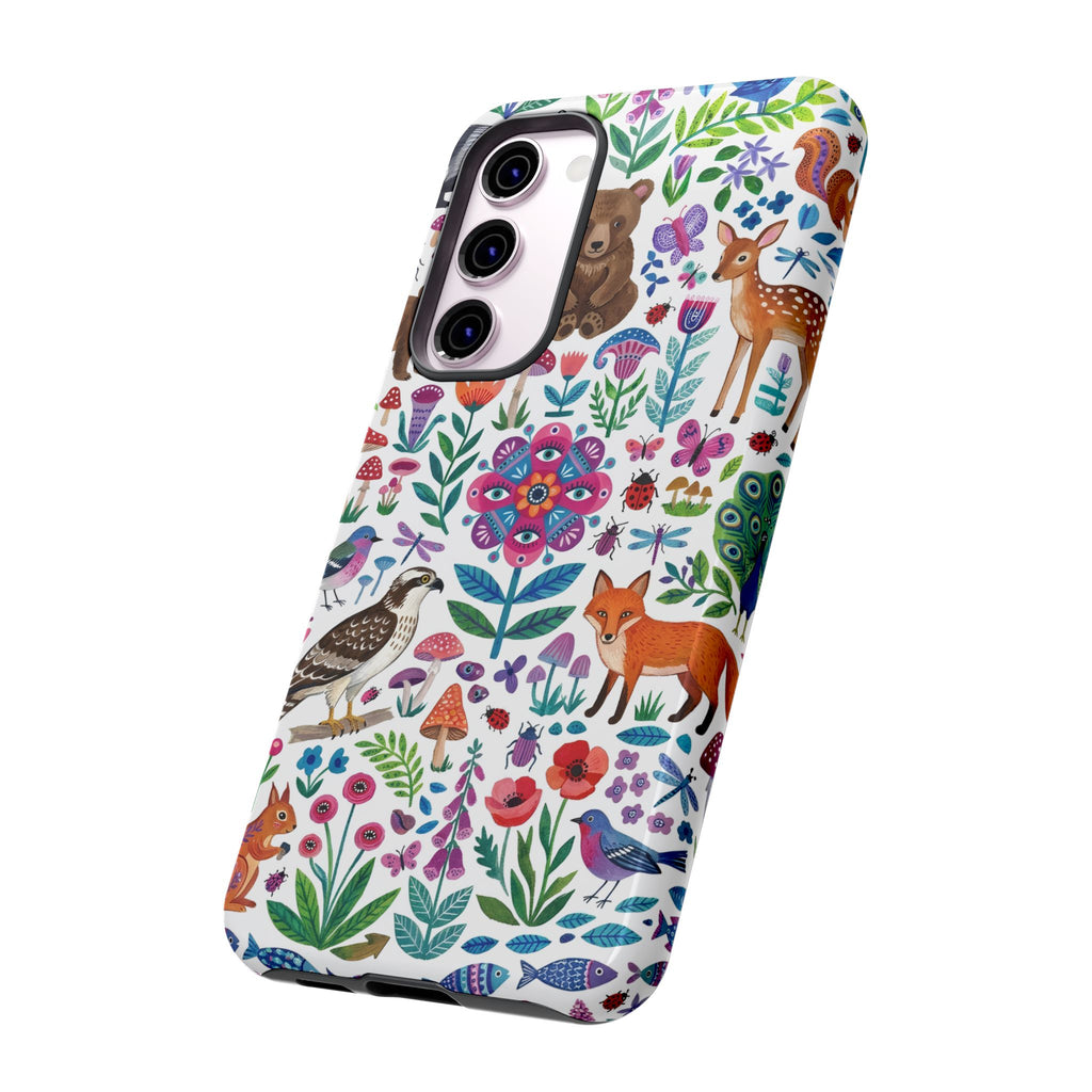 Wild Garden Samsung Galaxy Phone Case | Cute Forest Animals Floral Pattern Tough Case