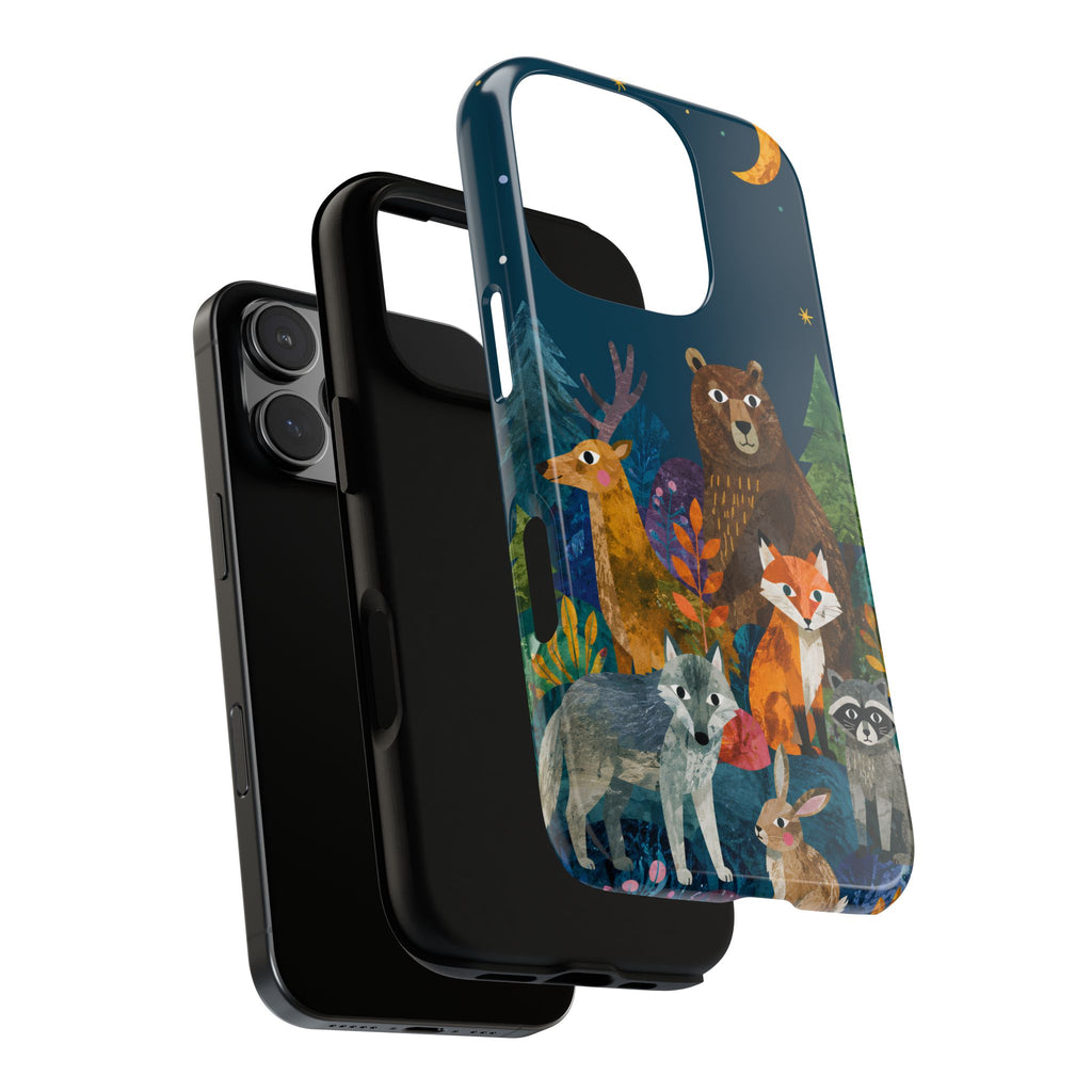 Forest Friends iPhone Case | Nighttime Woodland Animals Design