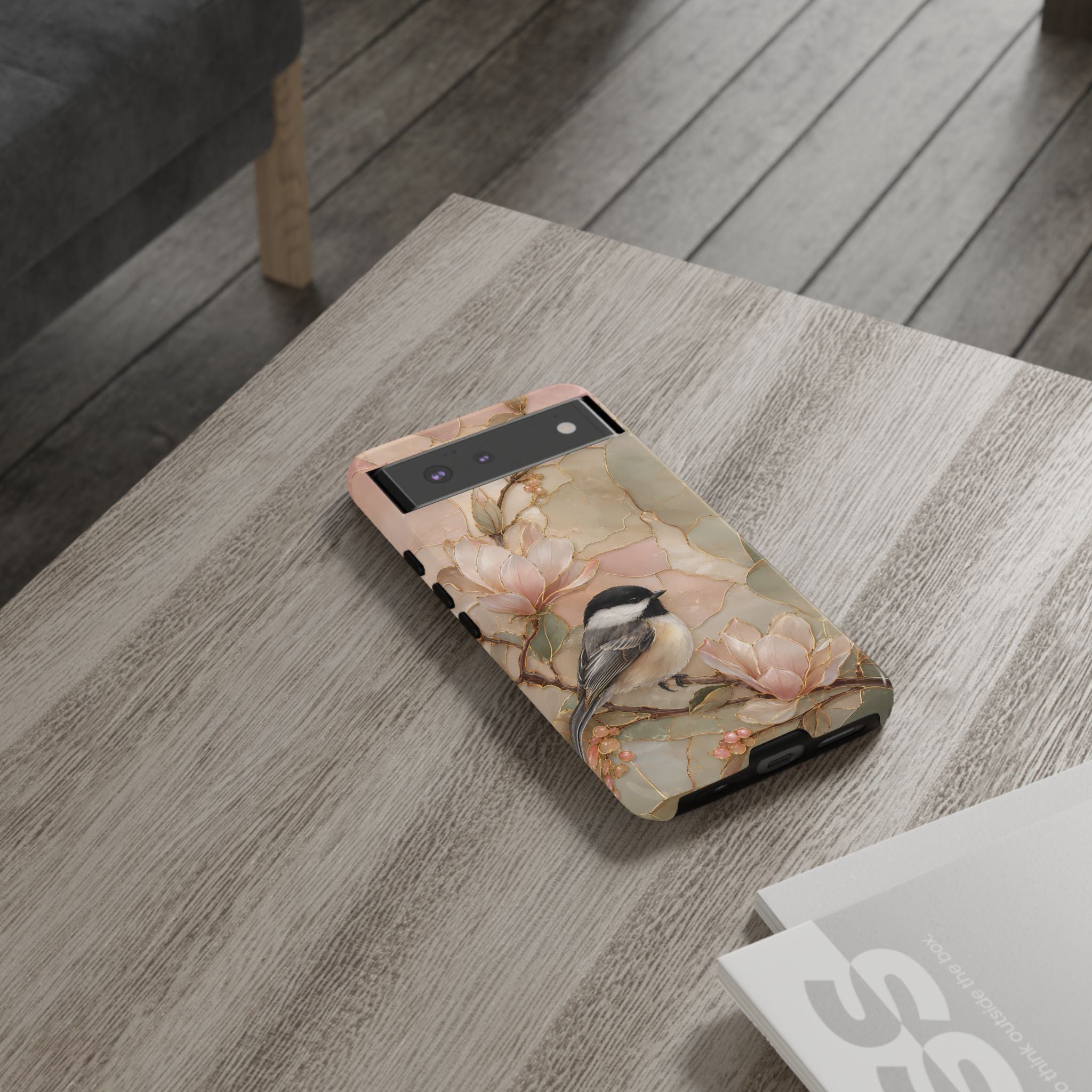Chickadee Google Pixel Phone Case | Magnolia Flower Phone Case