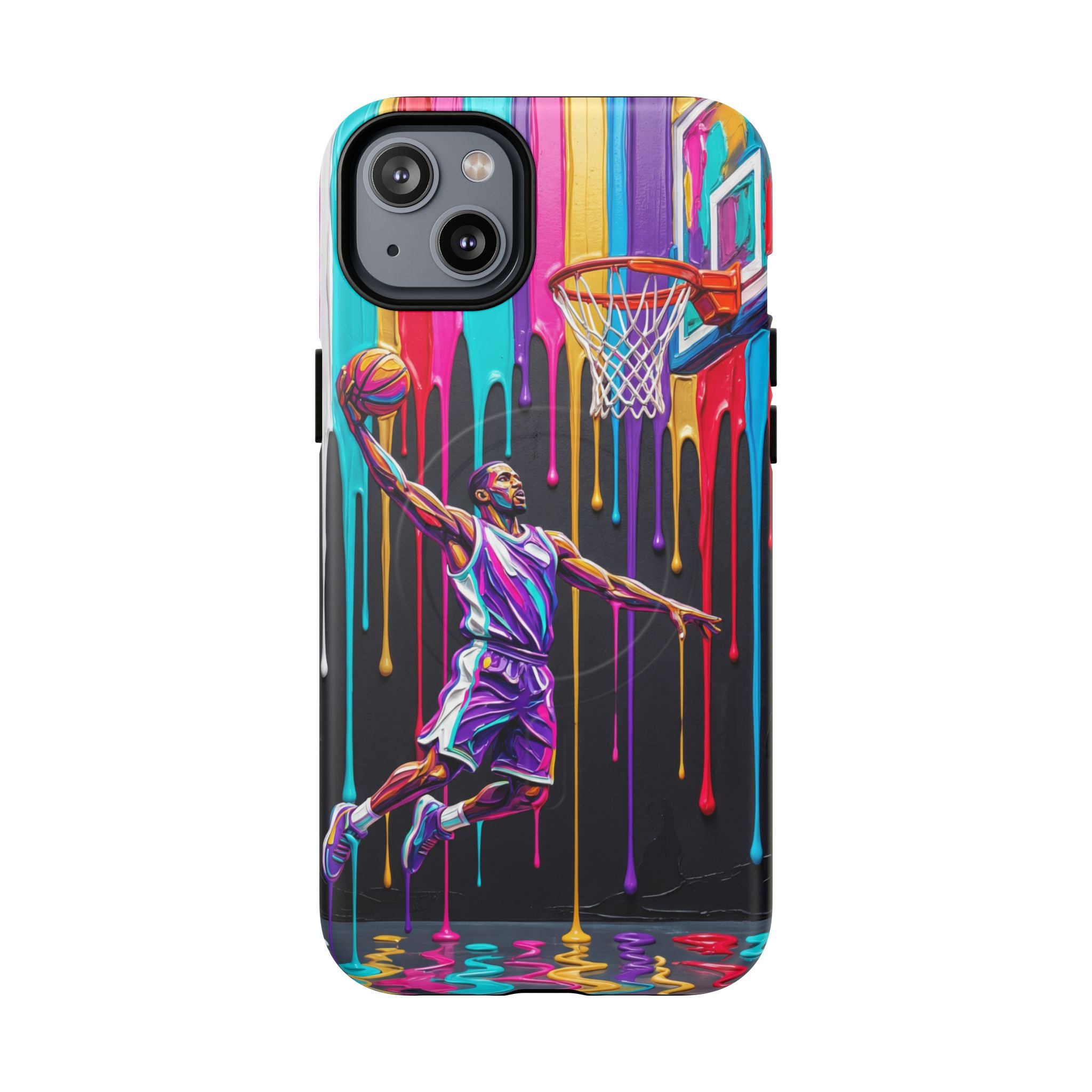Color Splash Basketball MagSafe iPhone Case | Vibrant Drip Dunk Design