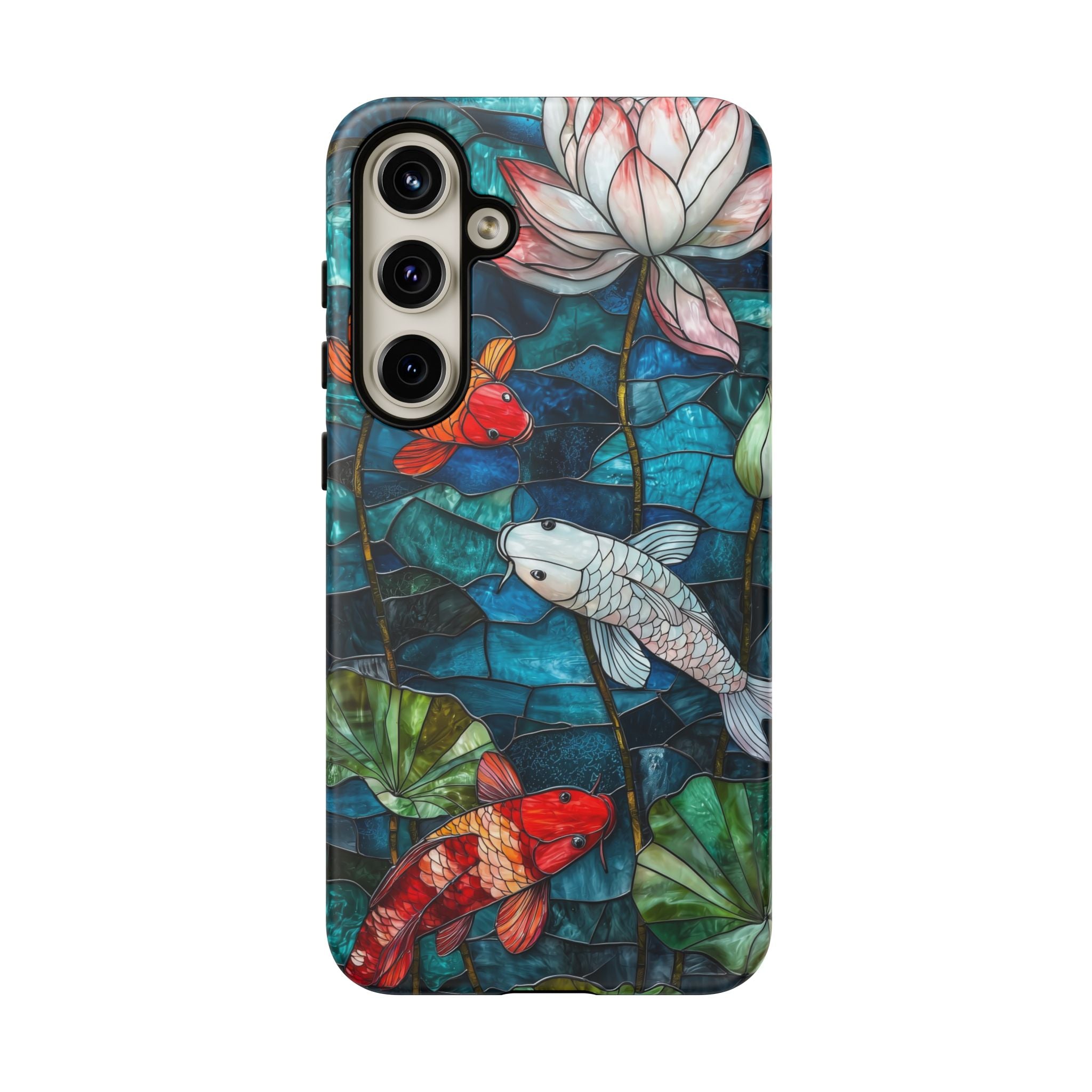 Koi Pond Tough Samsung Galaxy Case — Stained Glass Lotus & Koi Design