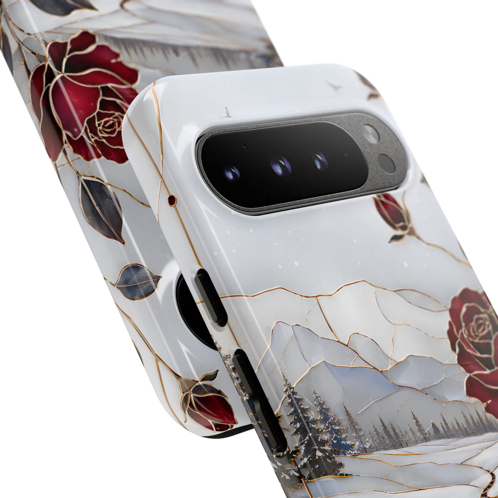 Winter Rose Google Pixel Phone Case | Red Floral Phone Case