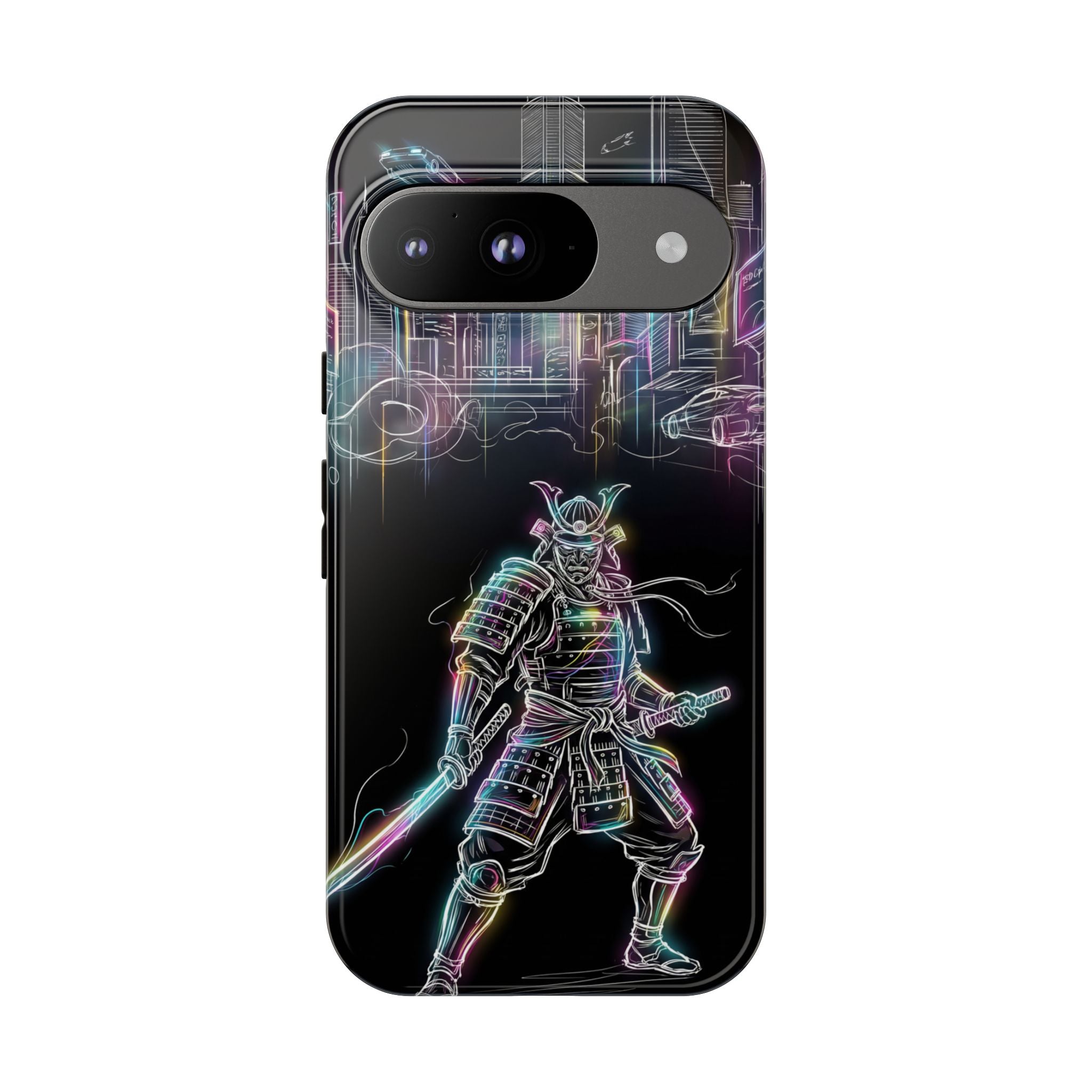 Neon Samurai Google Pixel Phone Case | Cyberpunk City Armor