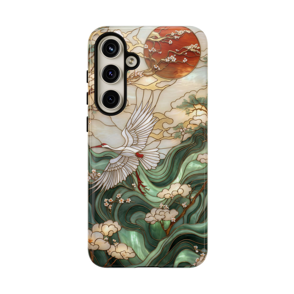 Cranes & Waves Protective Samsung Galaxy Case | Japanese-Inspired Art Phone Cover