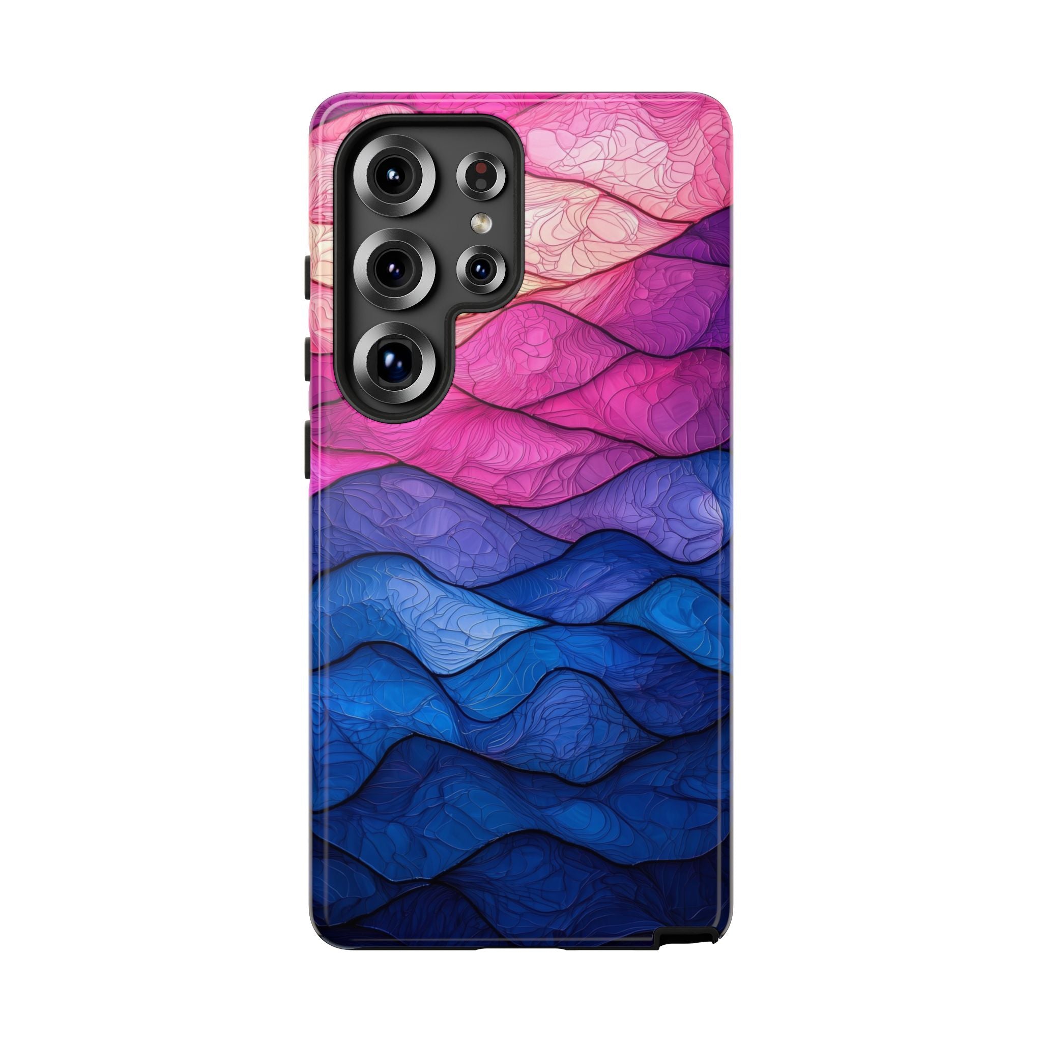 Abstract Ocean Waves Samsung Galaxy Case — Pink & Blue Gradient Tough Case