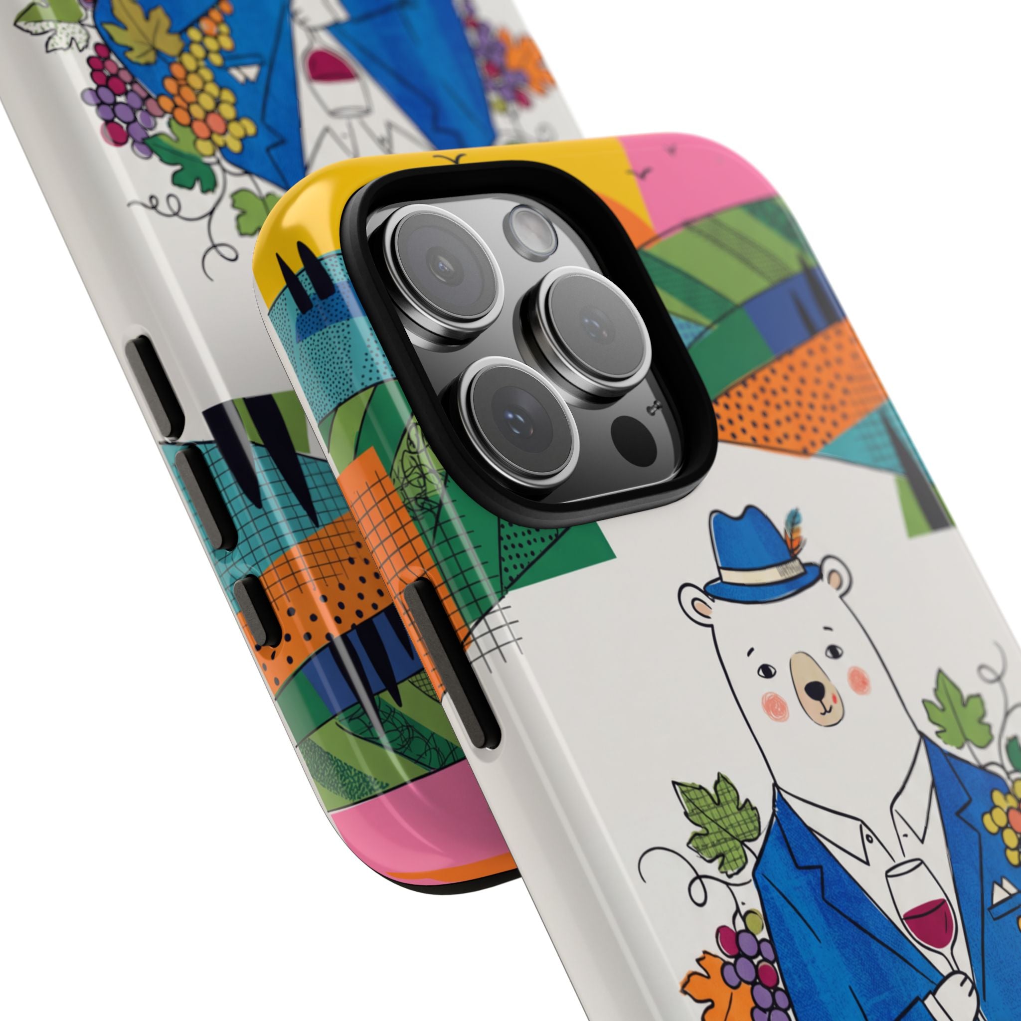 Dapper Polar Bear Wine Lover Illustrated Protective iPhone Case