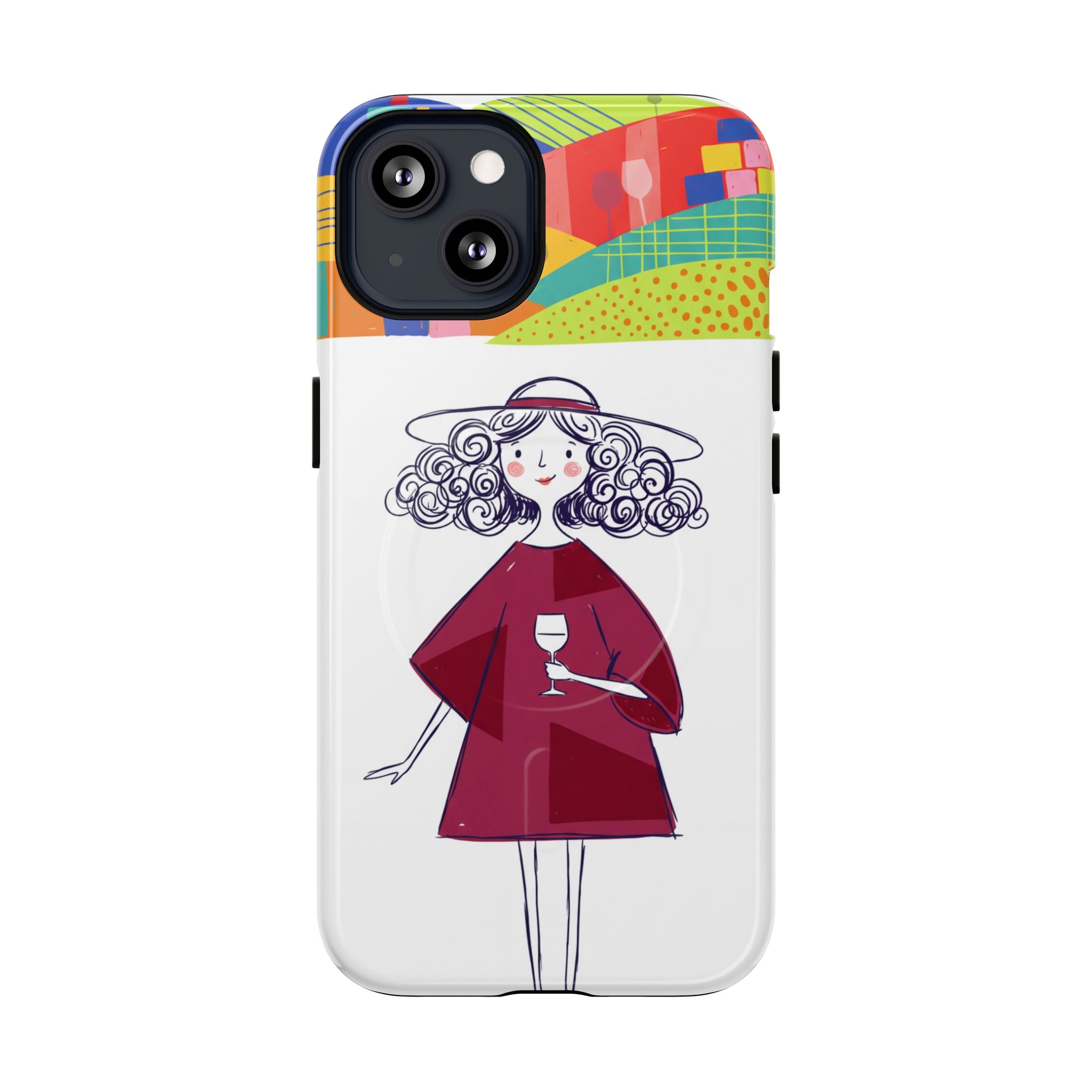 Colourful Artistic Wine Lady MagSafe iPhone Case