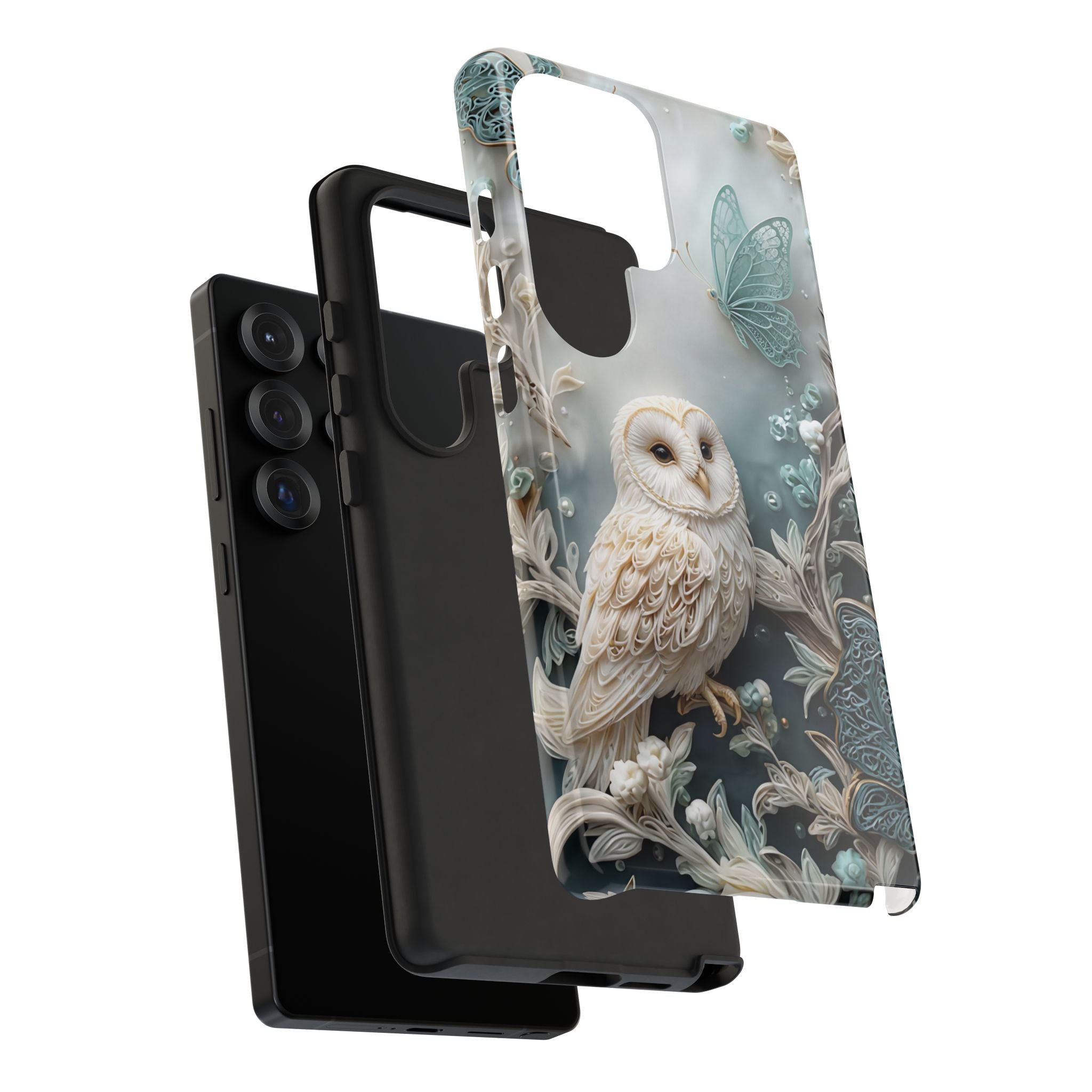 Barn Owl & Butterflies Tough Samsung Galaxy Case
