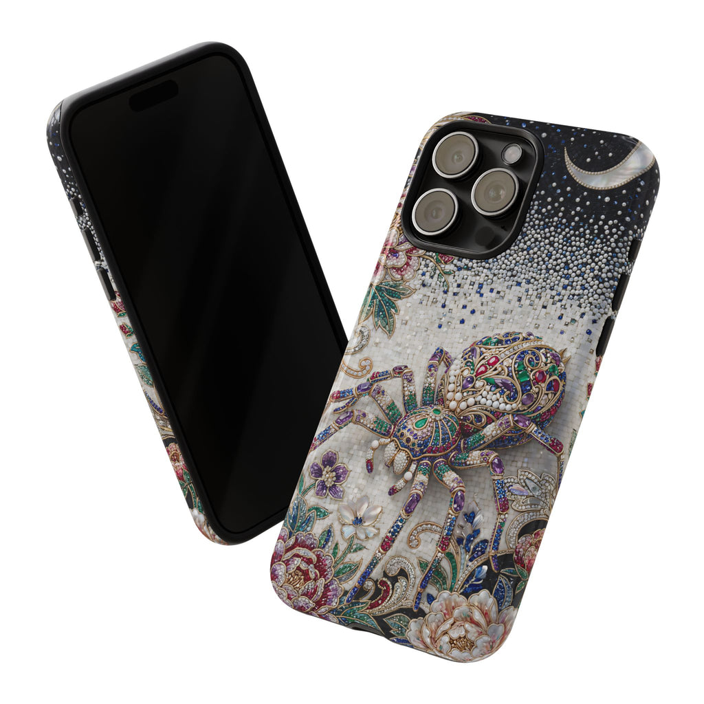 Gemstone Spider Moon iPhone Case | Boho Floral Protective Tough Case