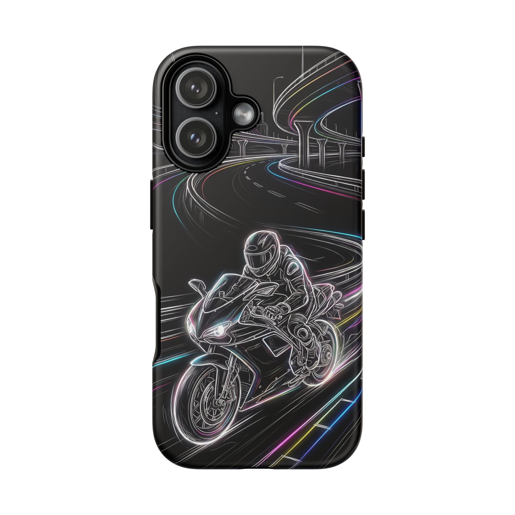 Neon Night Rider iPhone Case | Motorcycle Racing Protective Cover
