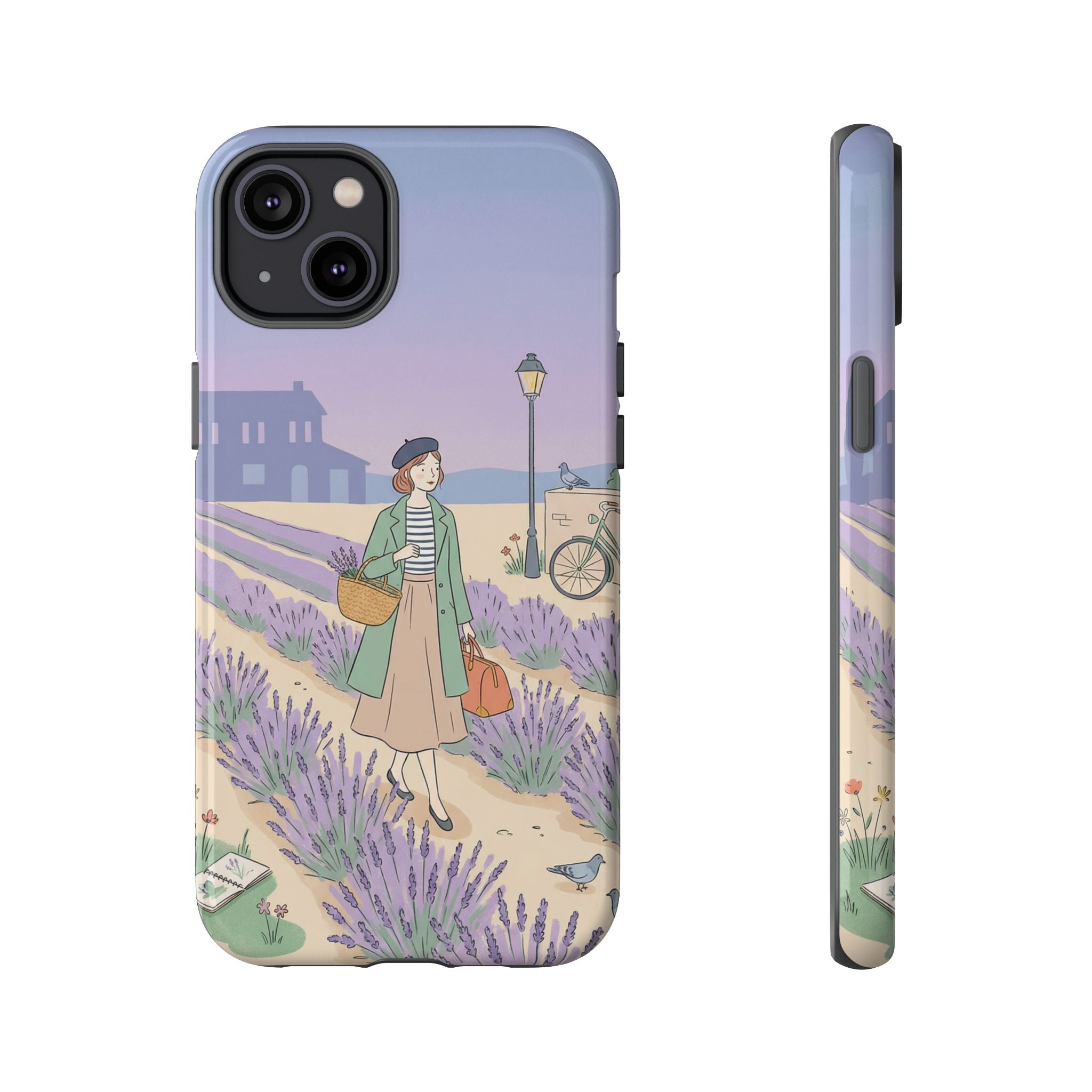 Lavender Field iPhone Case | Vintage Travel Illustration Protective Case