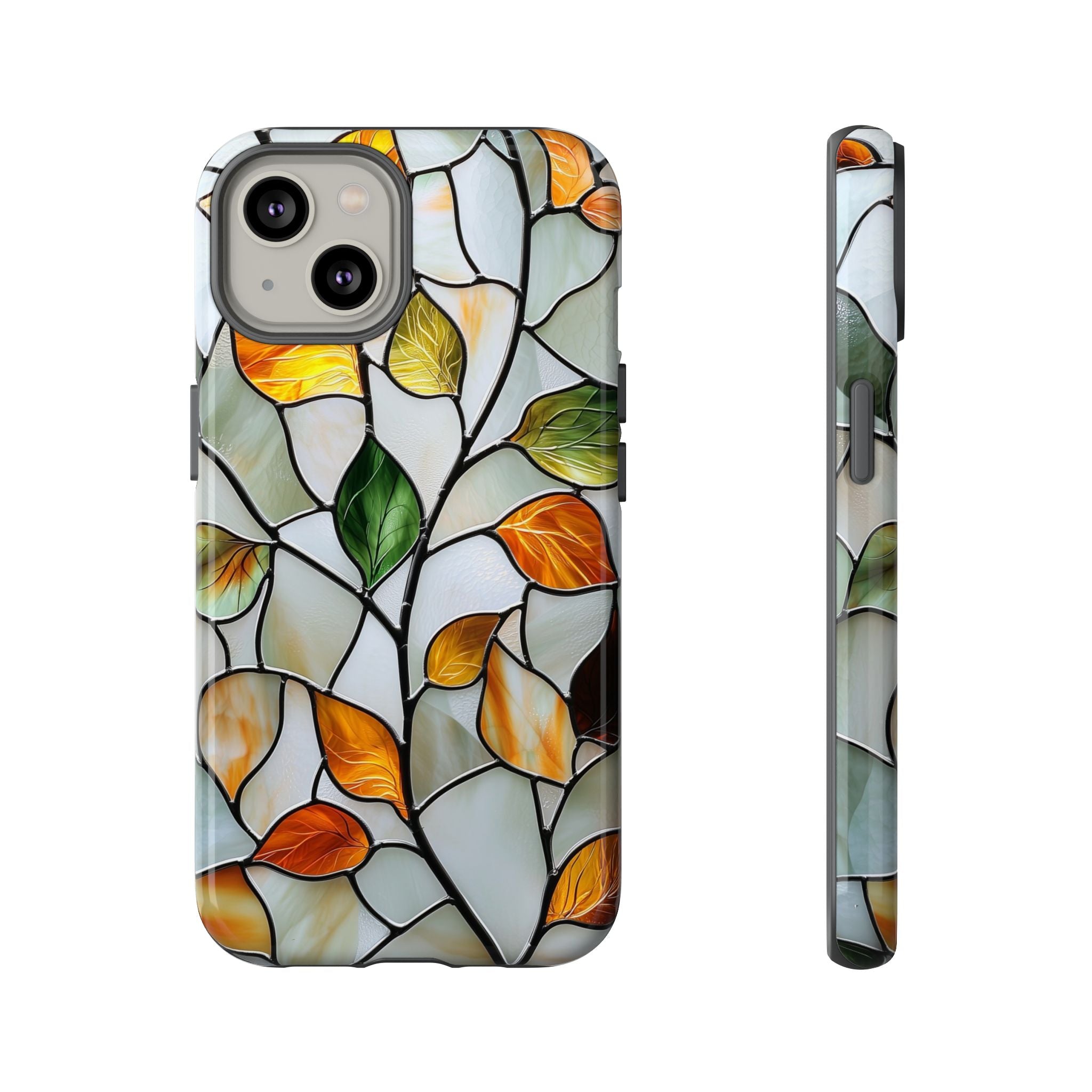 Stained Glass Autumn Leaves Mosaic iPhone Case