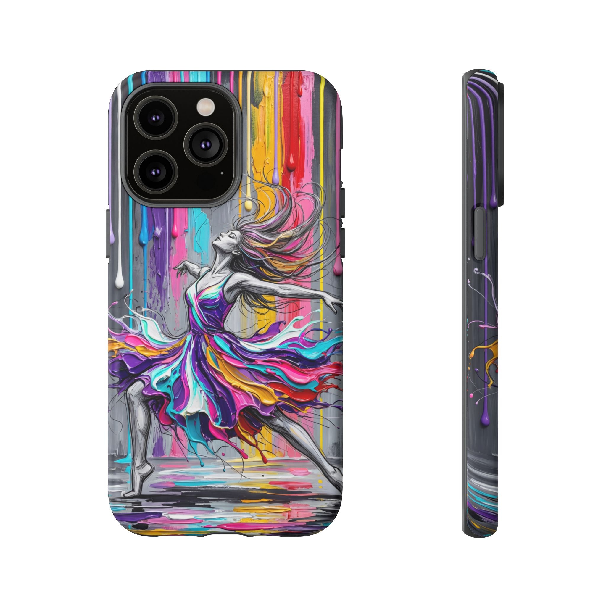 Colorful Dancer Tough iPhone Case | Vibrant Drip Art Protective Cover