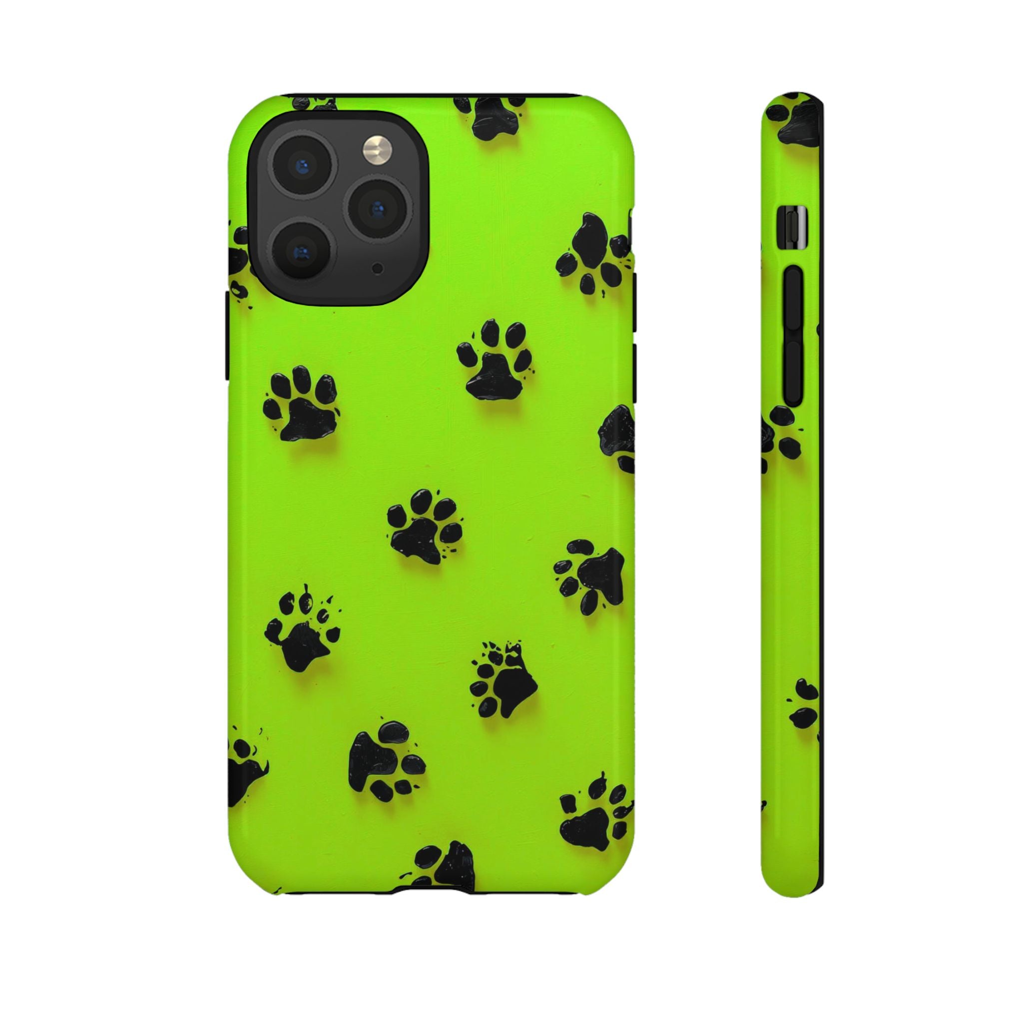 Neon Paw Print Tough Phone Case — Shockproof Pet Lover iPhone Cover