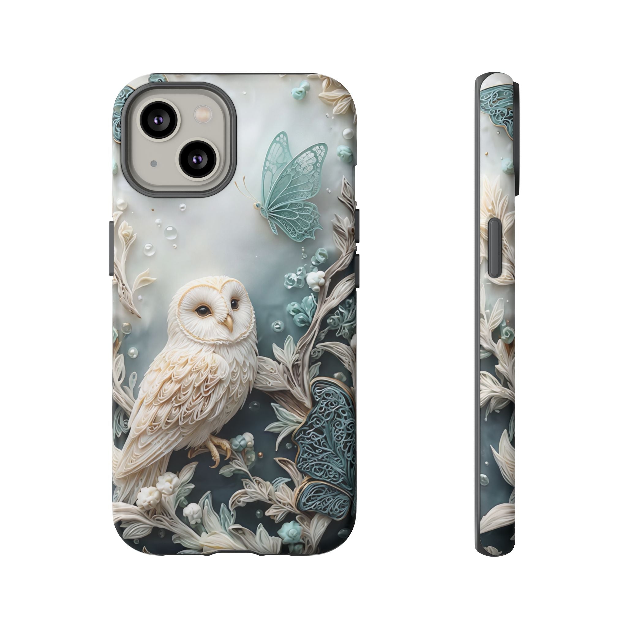 Barn Owl & Butterflies Tough iPhone Case