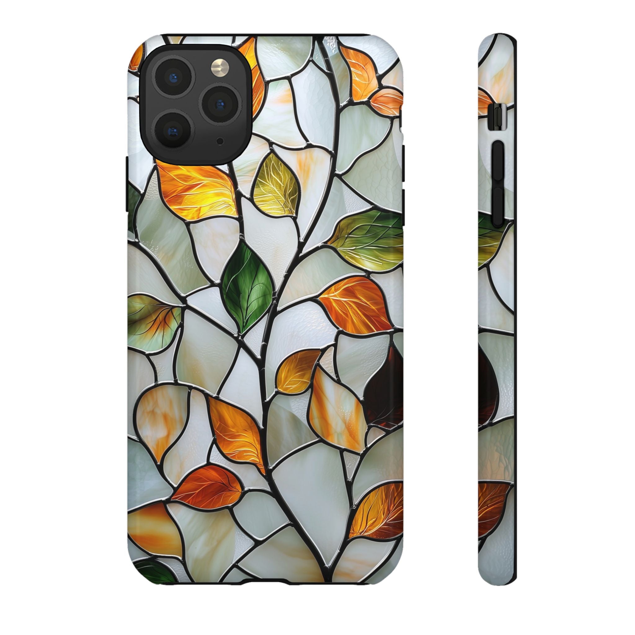 Stained Glass Autumn Leaves Mosaic iPhone Case