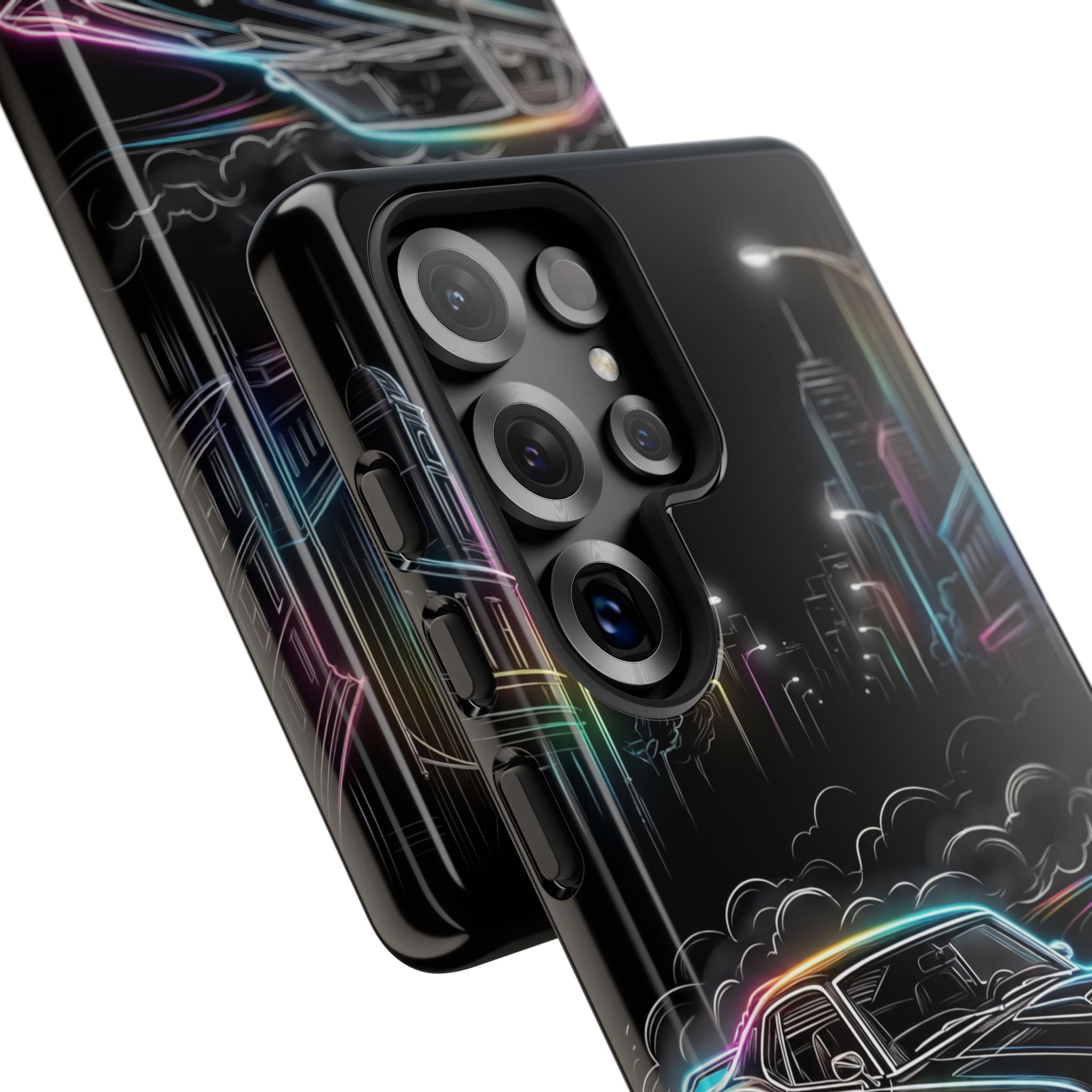 Neon Muscle Car Samsung Galaxy Phone Case | Retro City Nightscape