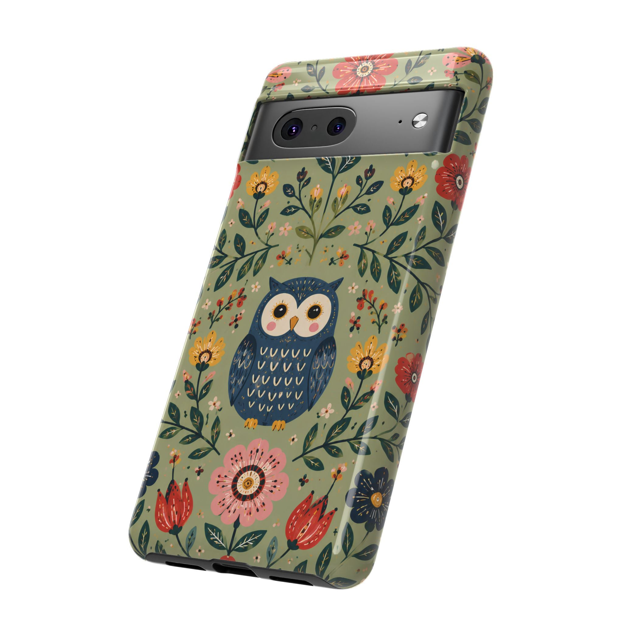 Floral Owl Tough Google Pixel Phone Case | Cute Botanical Protective Cover