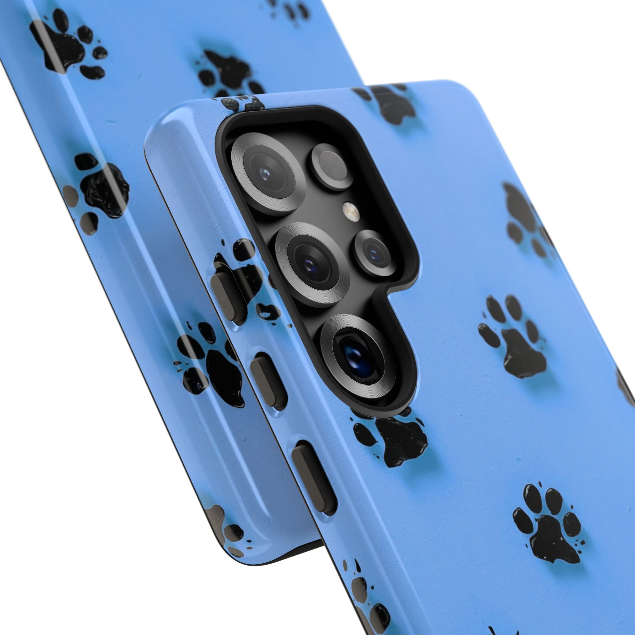 Blue Paw Print Tough Samsung Galaxy Case — Protective Dog & Cat Lover Cover