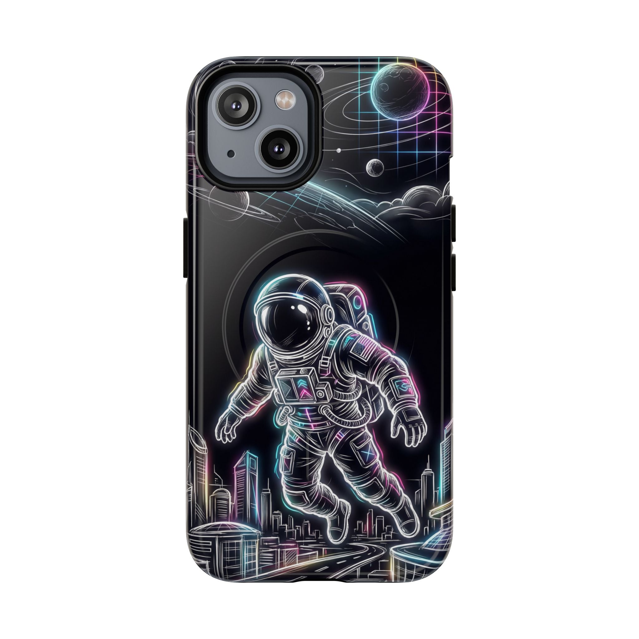 Space Explorer Astronaut NeonMagSafe iPhone Case
