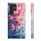 Floral Cherry Blossom Samsung Galaxy Case | Pink Blue Watercolour