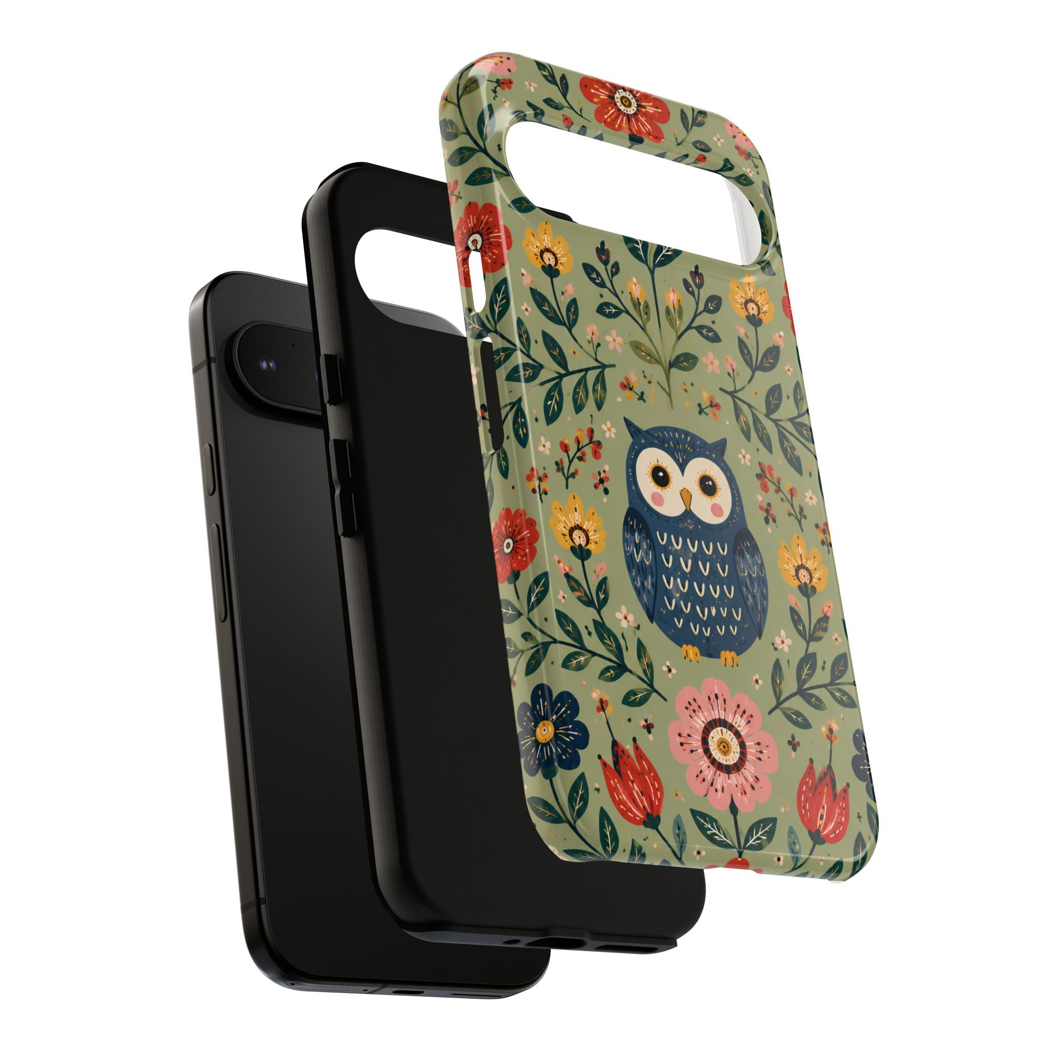 Floral Owl Tough Google Pixel Phone Case | Cute Botanical Protective Cover