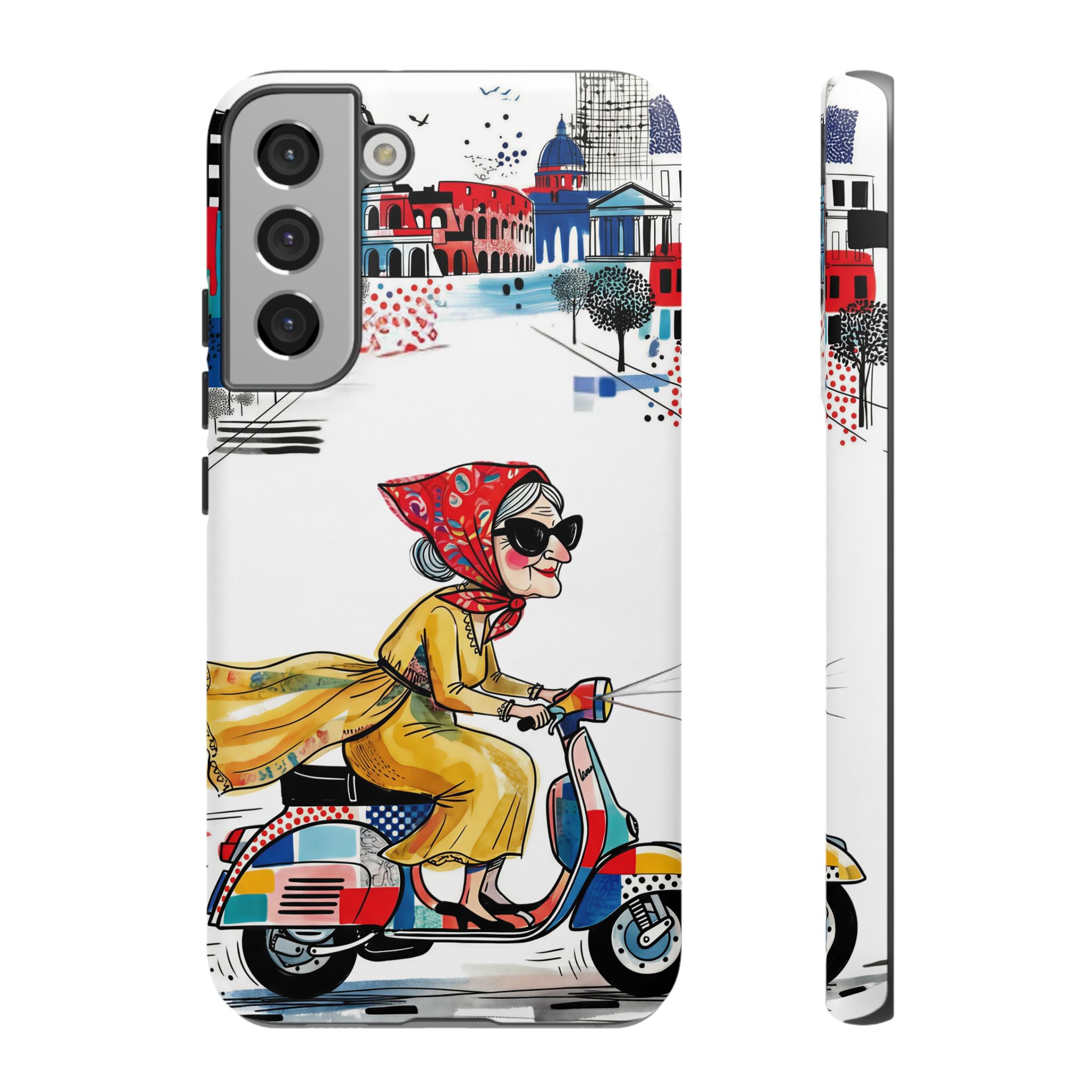 Vintage Vespa Granny Samsung Galaxy Phone Case | Retro Scooter Travel iPhone Cover