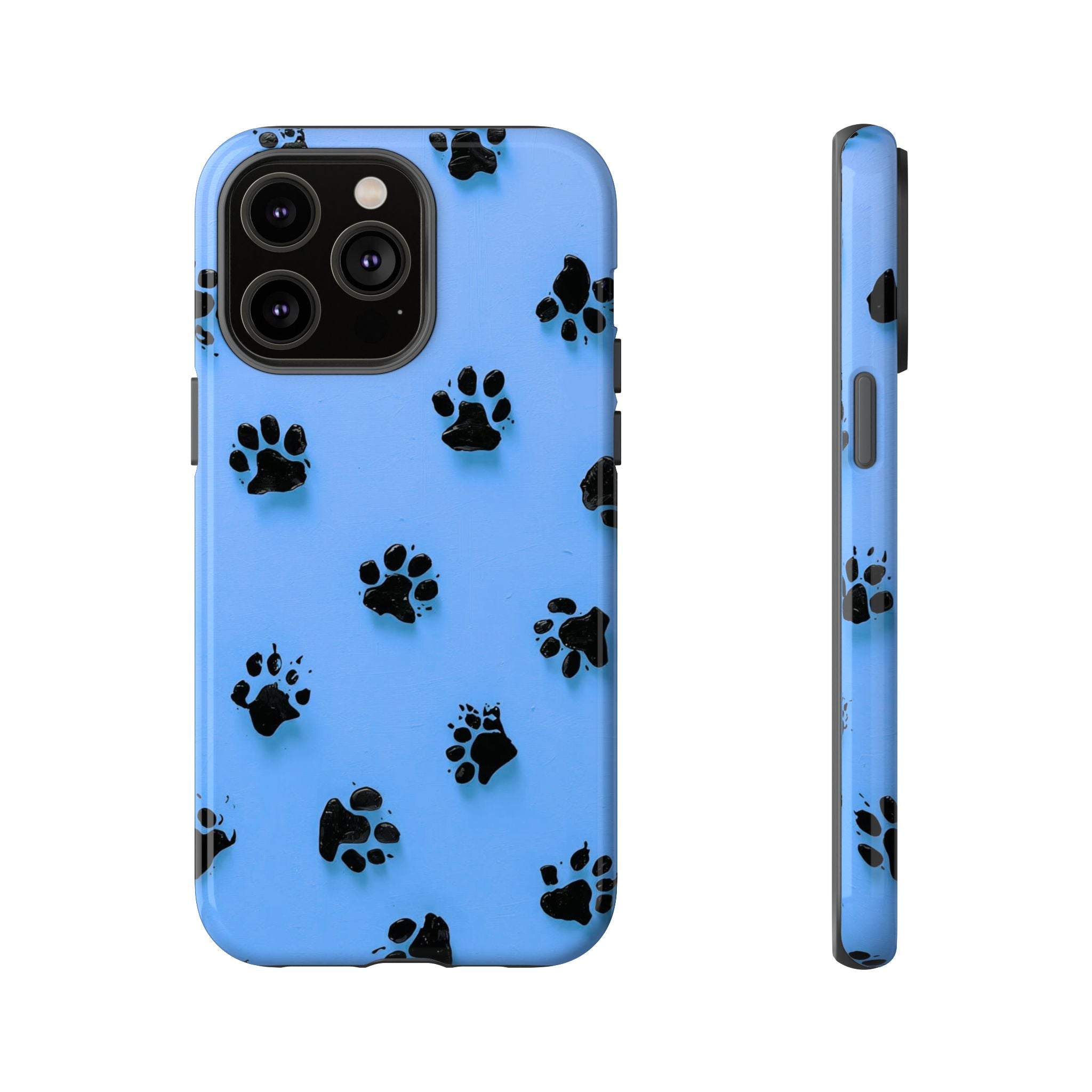 Blue Paw Print Tough iPhone Case — Protective Dog & Cat Lover Cover