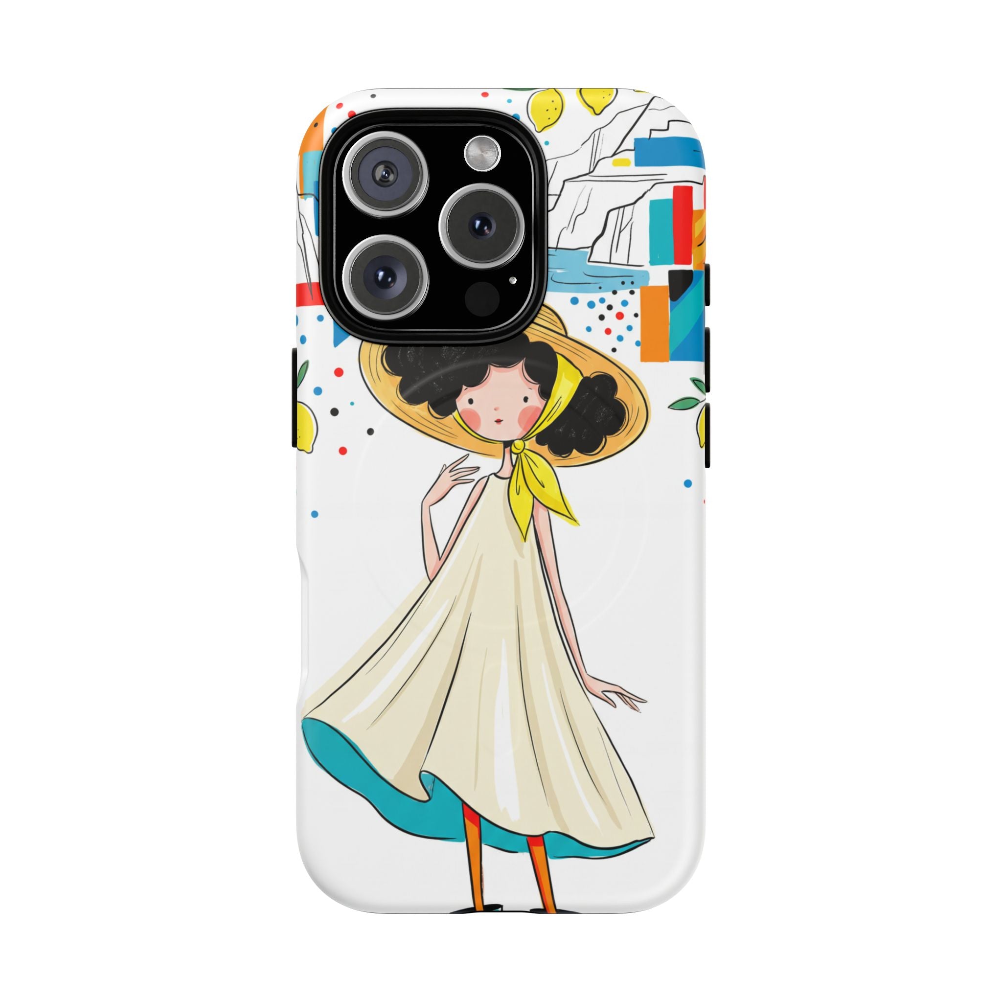 Cute Summer Girl MagSafe iPhone Case | Whimsical Coastal Illustration Protective Case