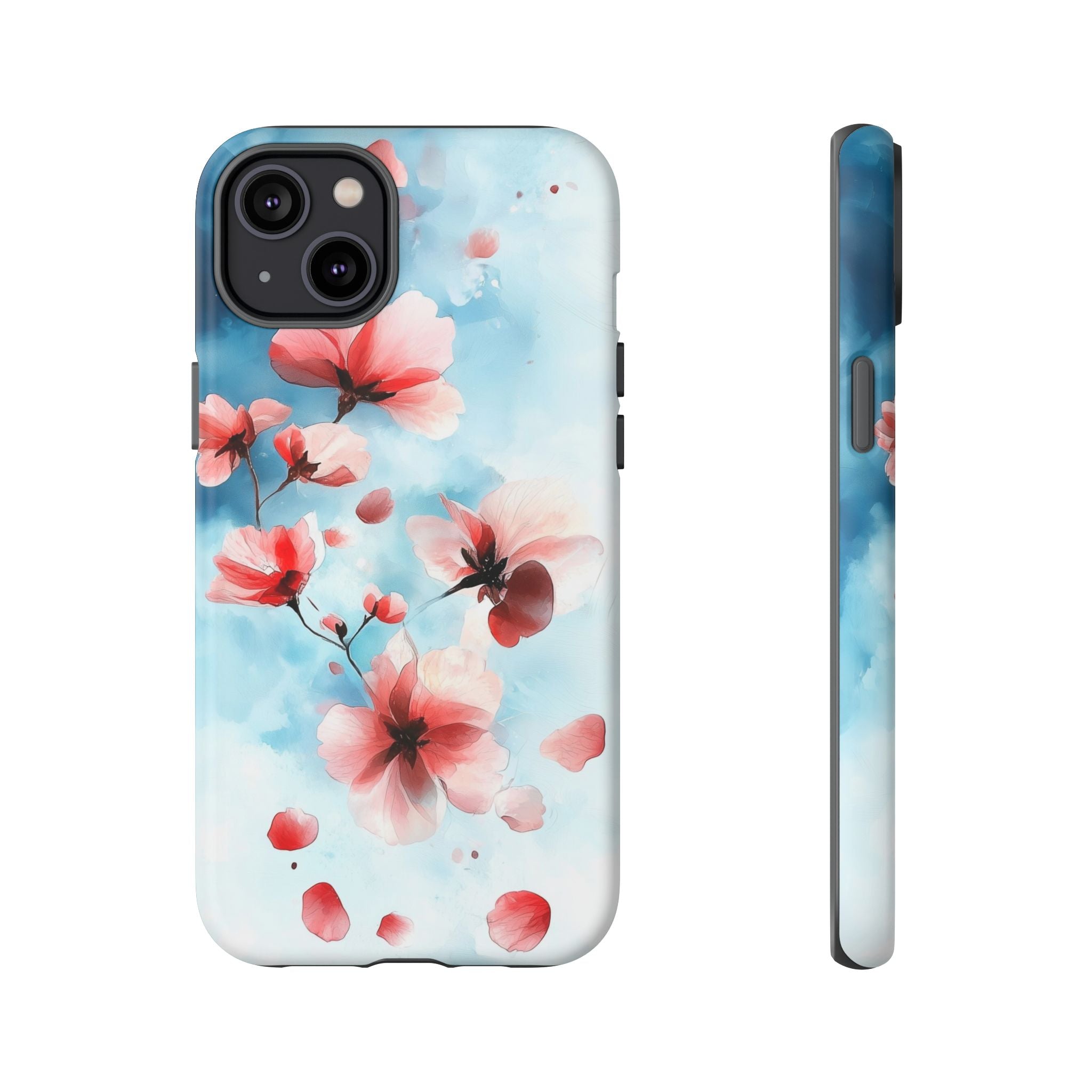 Floral Cherry Blossom iPhone Case | Pastel Pink Blue
