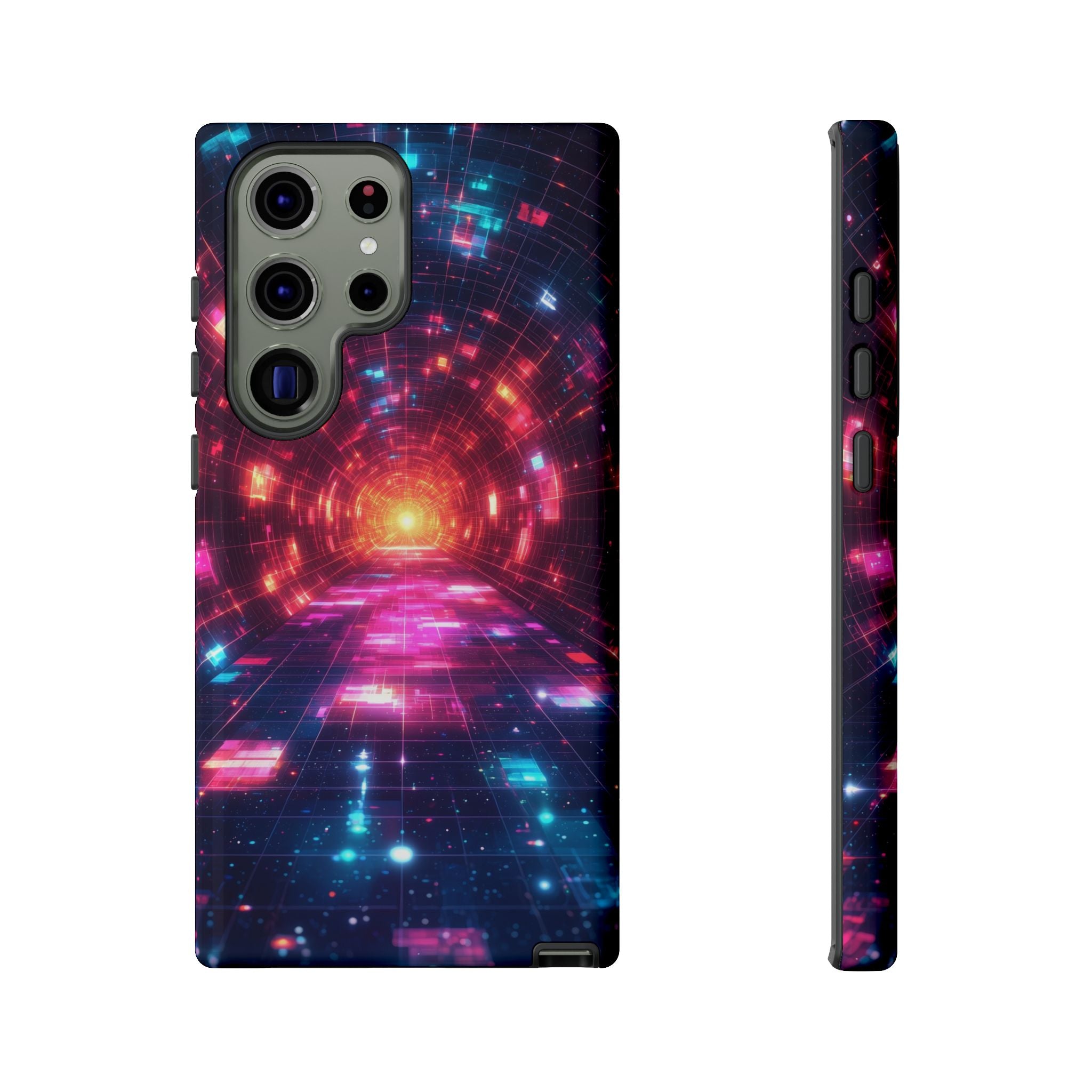 Neon Tunnel Tough Samsung Galaxy Case — Retro Futuristic Galaxy Design