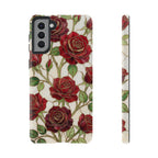 Custodia resistente per Samsung Galaxy con motivo floreale vintage a rosa rossa