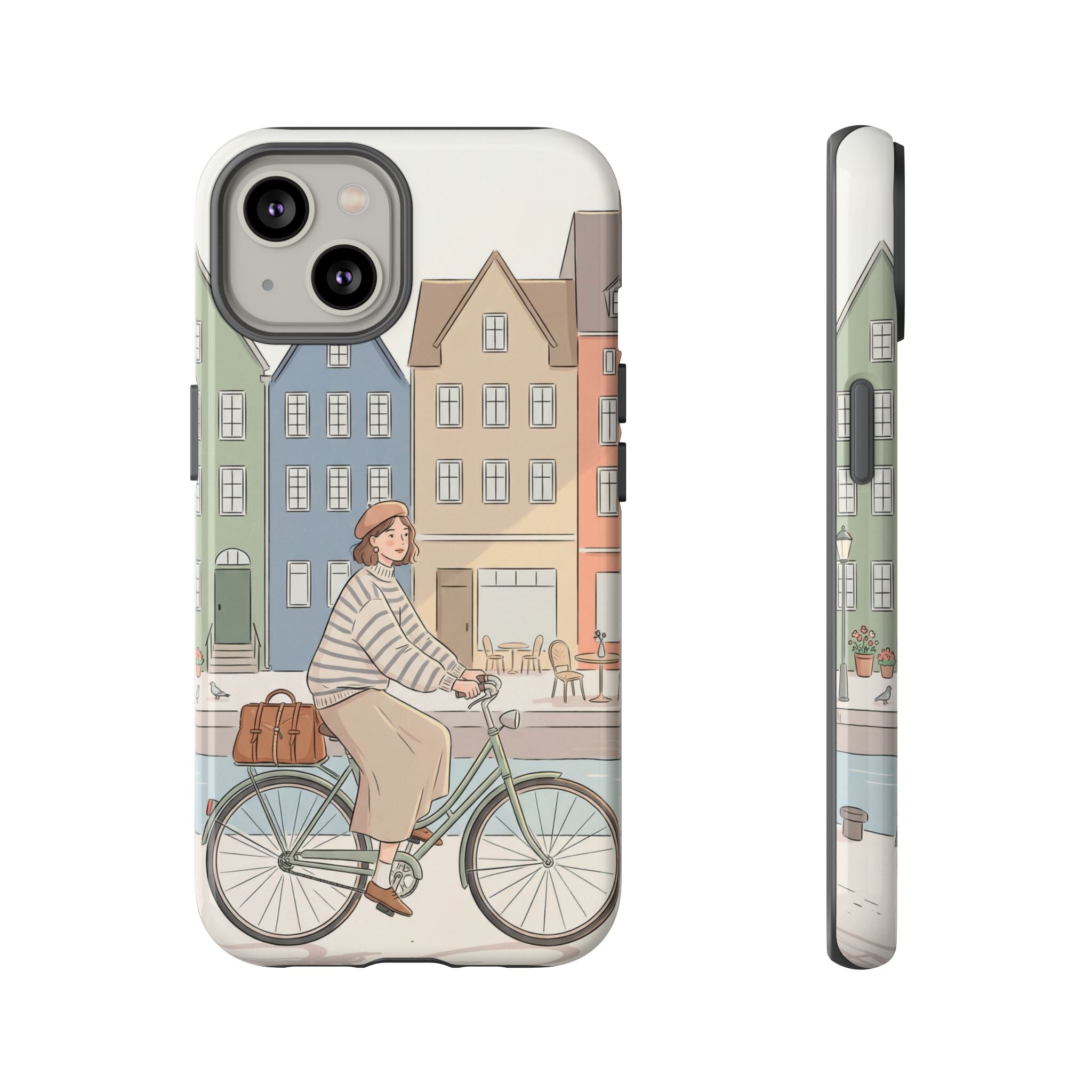 City Bike iPhone Case | Cozy European Street Illustration Tough Cases