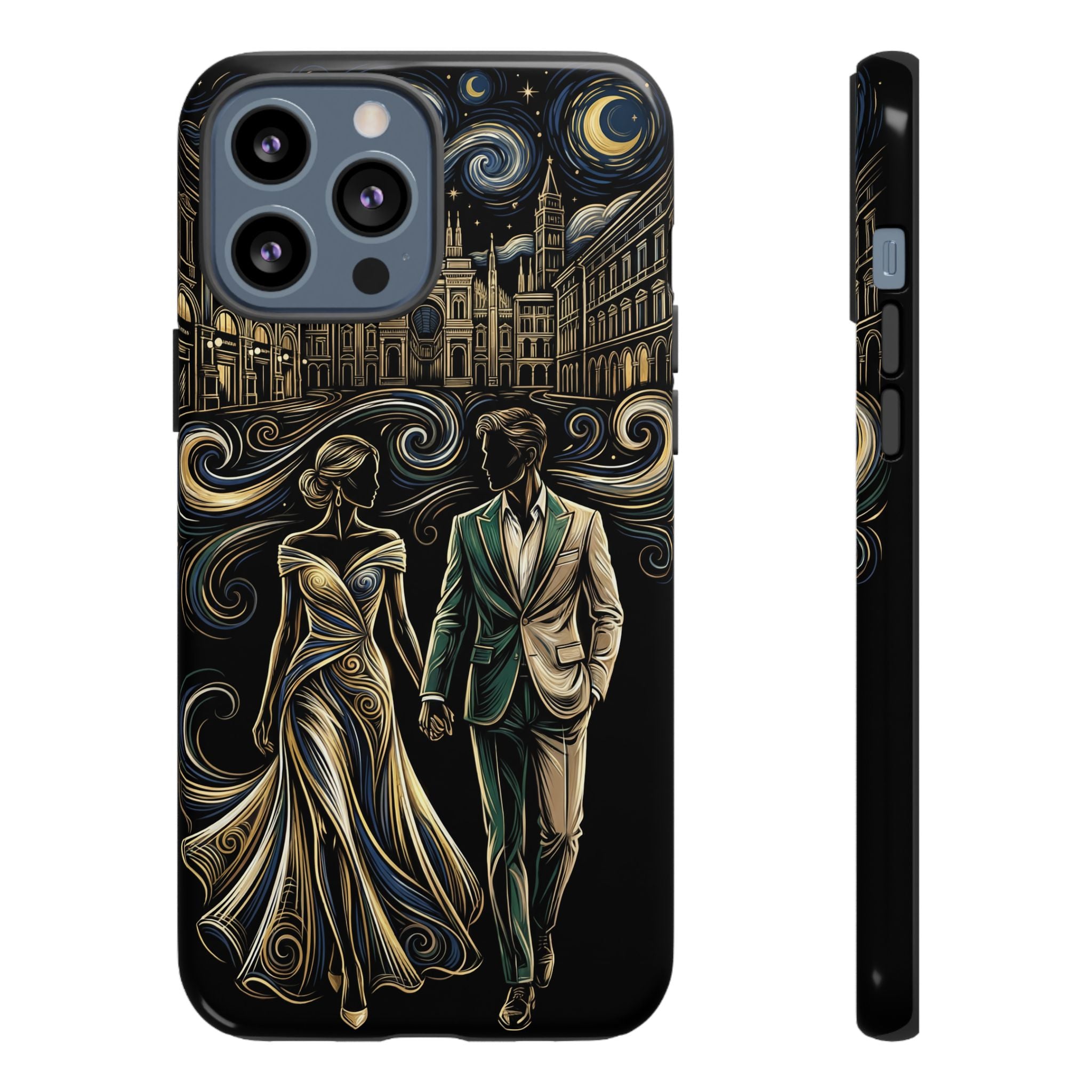 Romantic Night Walk iPhone Case | Elegant Couple Art
